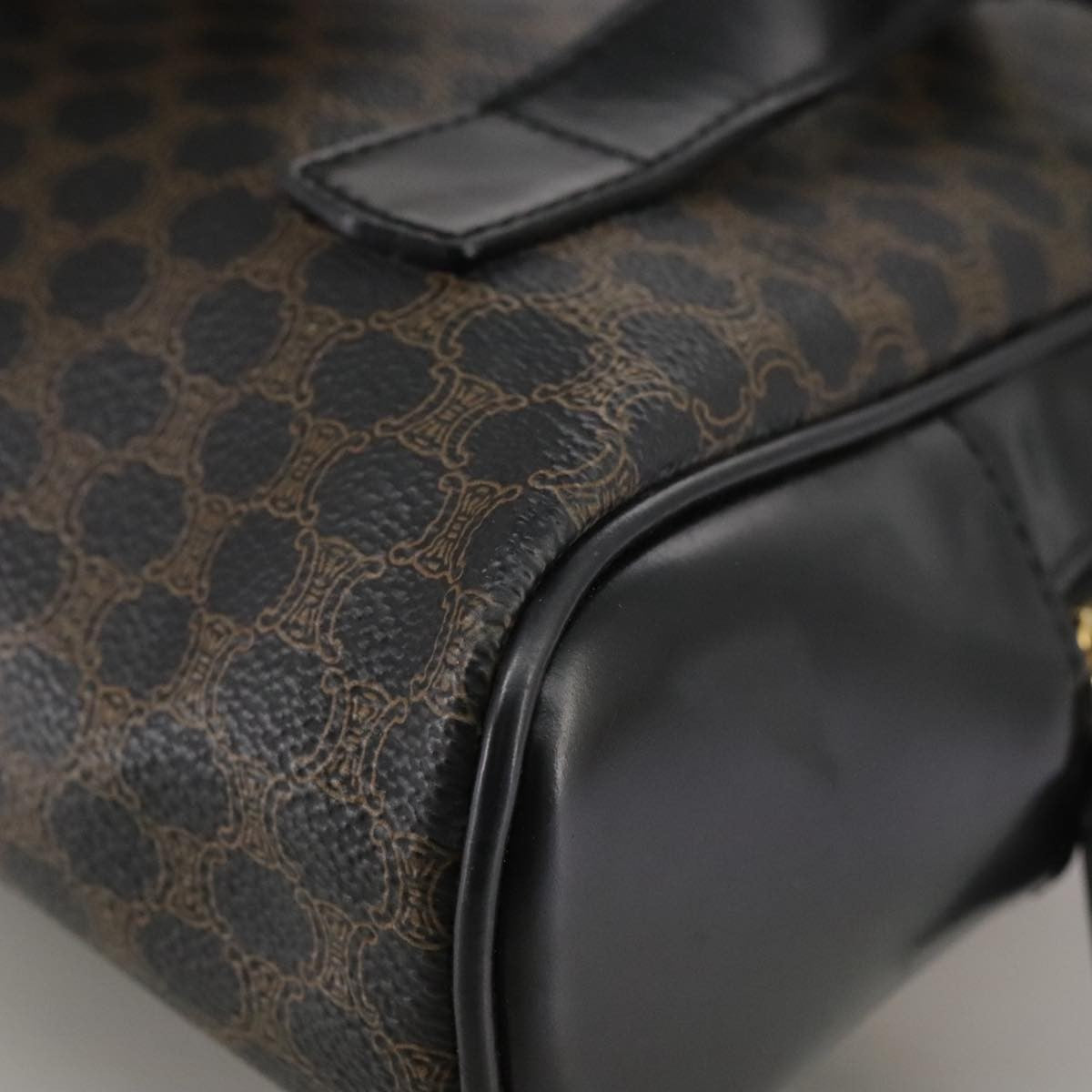 Celine Vintage Macadam Backpack Canvas And Leather Black Canvas Backpack Bag (Pre-Owned)