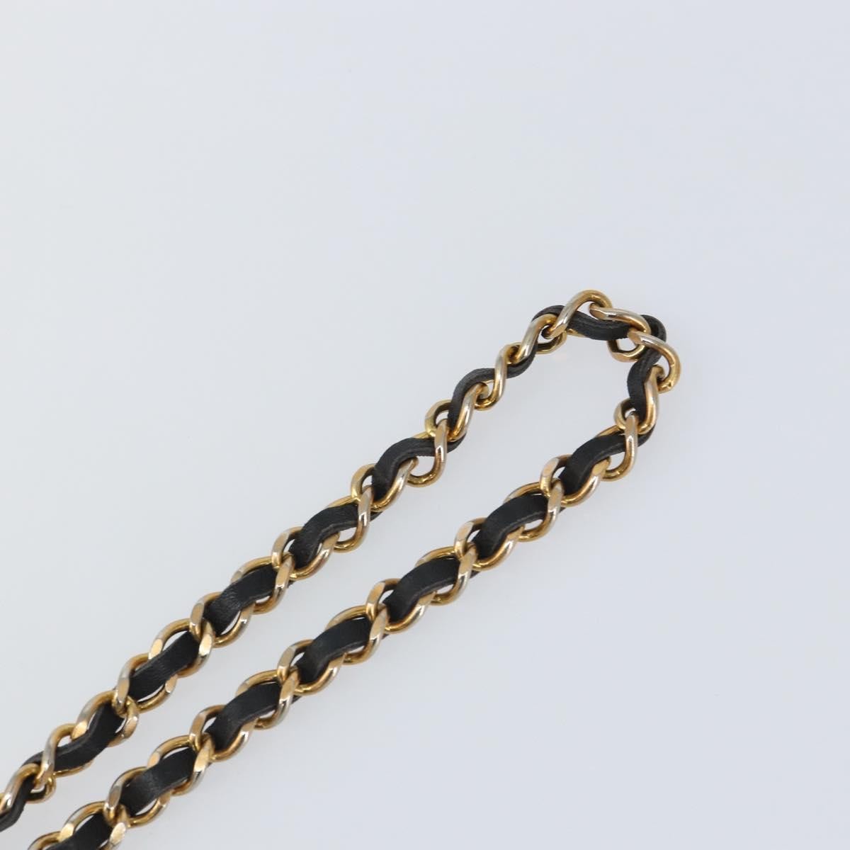 Chanel Vintage Logo Chain Belt Metal And Leather Black Metal Belts Accessory (Pre-Owned)