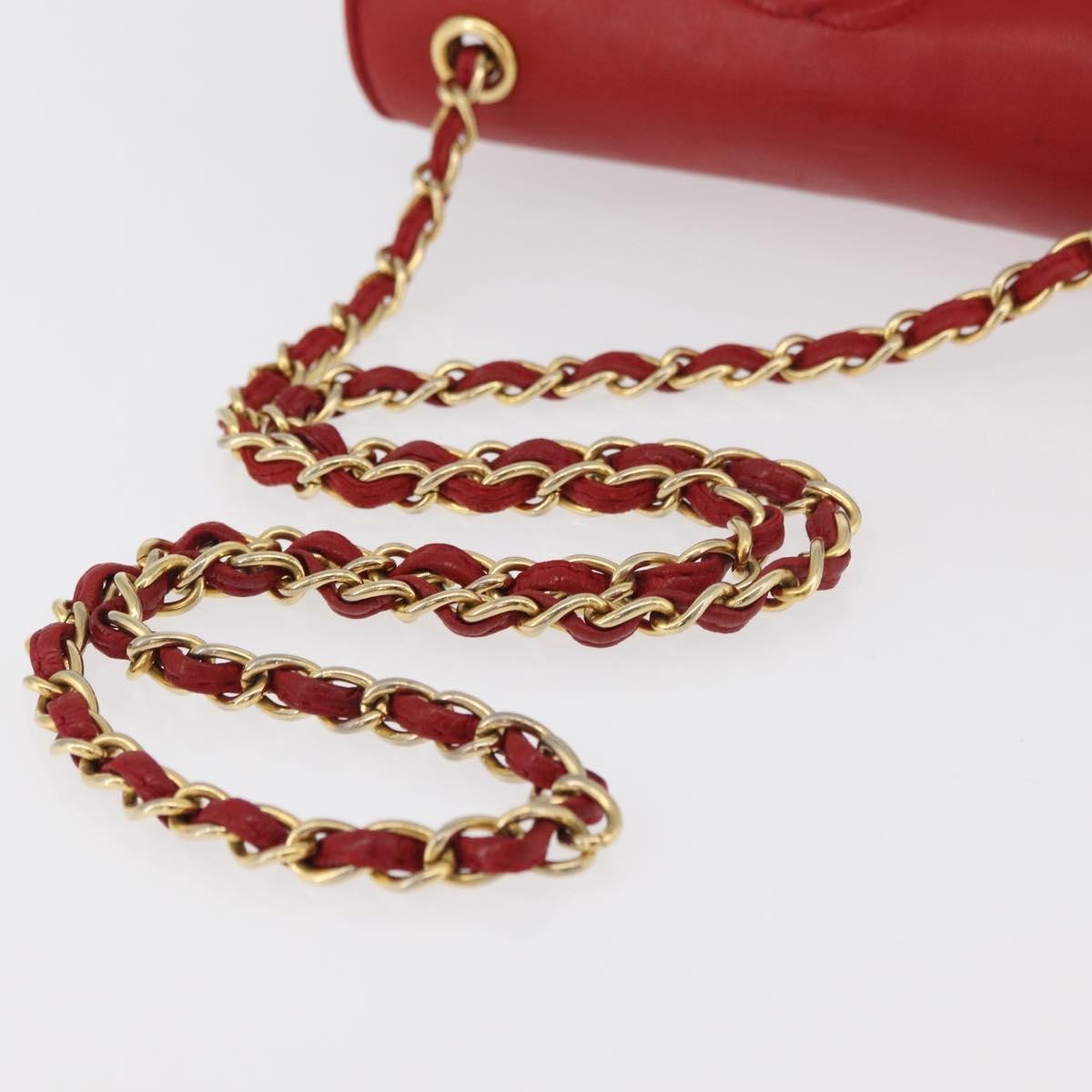 Chanel Vintage Cc Chain Full Flap Bag Quilted Leather Red Leather Shoulder Bag Bag (Pre-Owned)