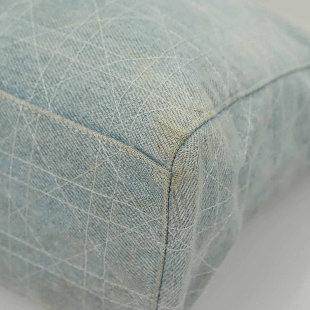 Christian Dior Vintage Lady Dior Bag Cannage Quilt Denim Blue Canvas Tote Bag Bag (Pre-Owned)