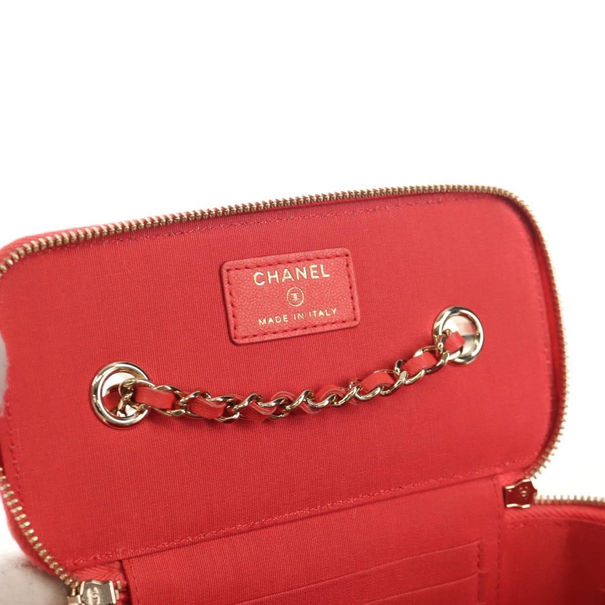 Chanel Classic Vanity Case With Chain Striped Raffia And Jute Beige Canvas Clutche & Pouche Bag (Pre-Owned)