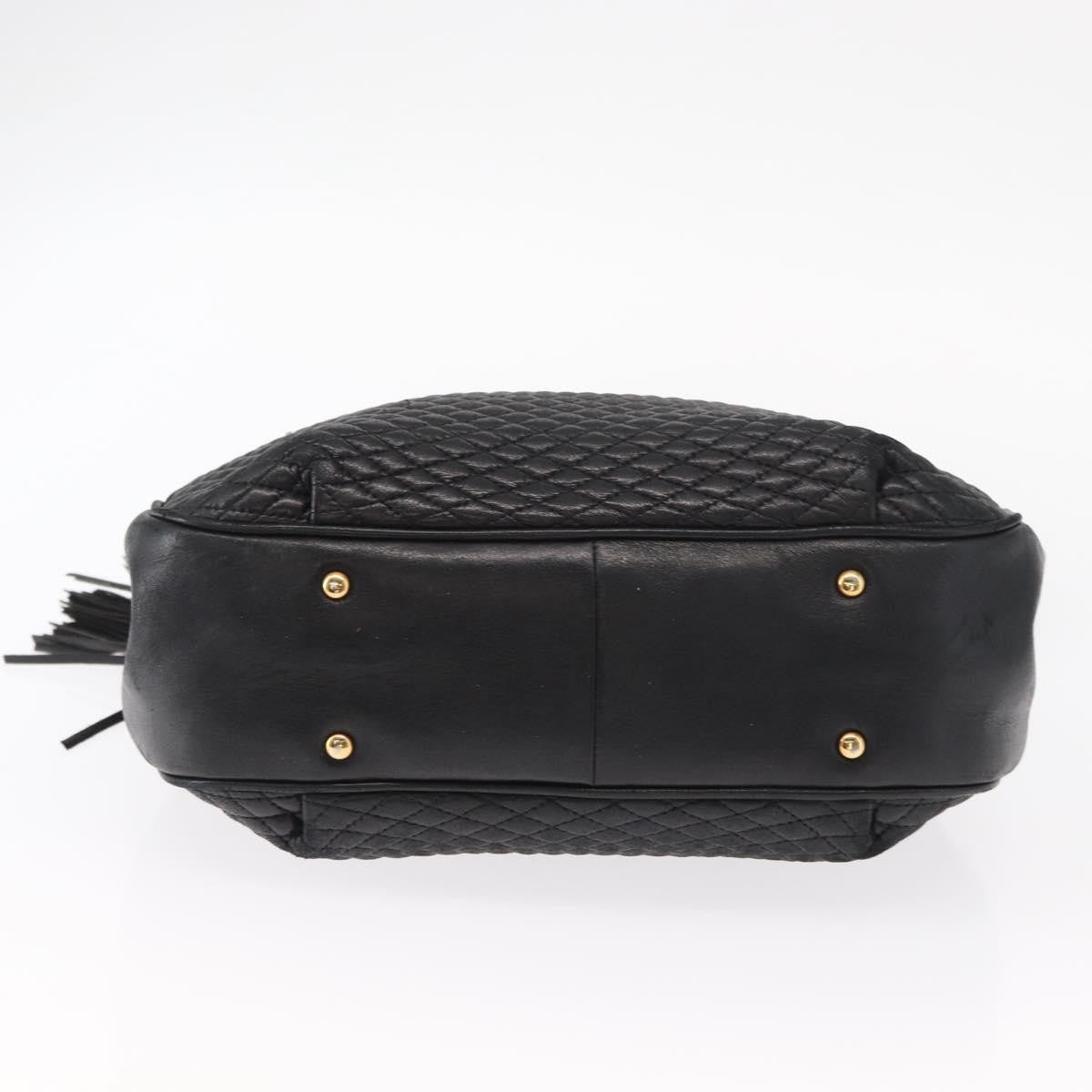 Bally Vintage Chain Shoulder Bag Quilted Leather Black Leather Shoulder Bag Bag (Pre-Owned)