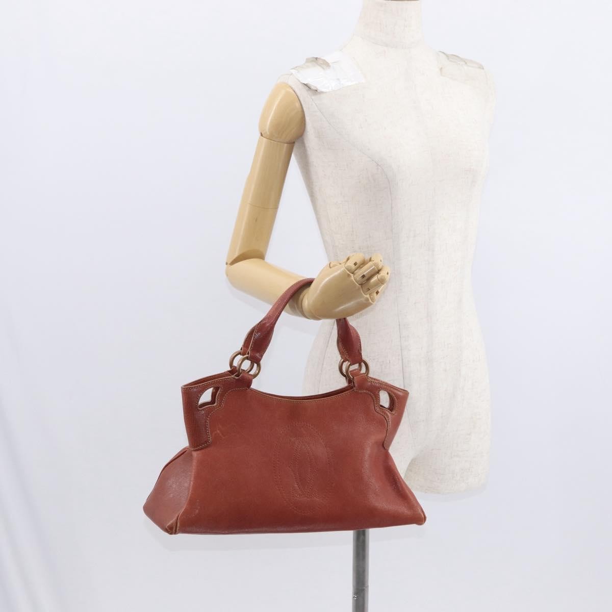 Cartier Marcello Handbag Leather Brown Leather Handbag (Pre-Owned)