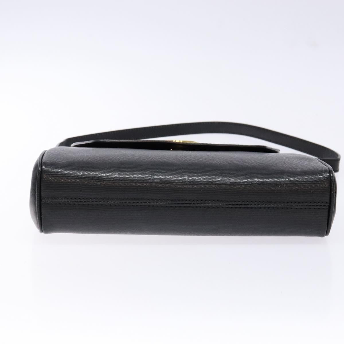 Celine Vintage Circle Logo Crossbody Bag Leather Black Leather Bag (Pre-Owned)