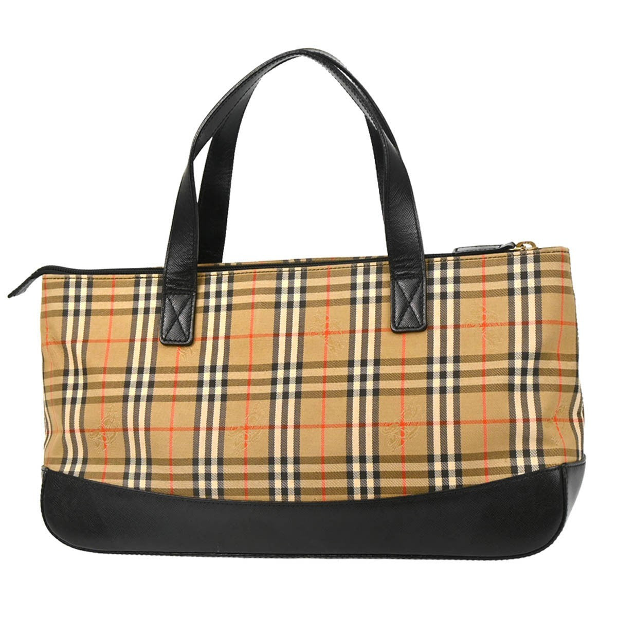 Burberry Nova Check Tote Nylon And Leather Beige Canvas Tote Bag Bag (Pre-Owned)