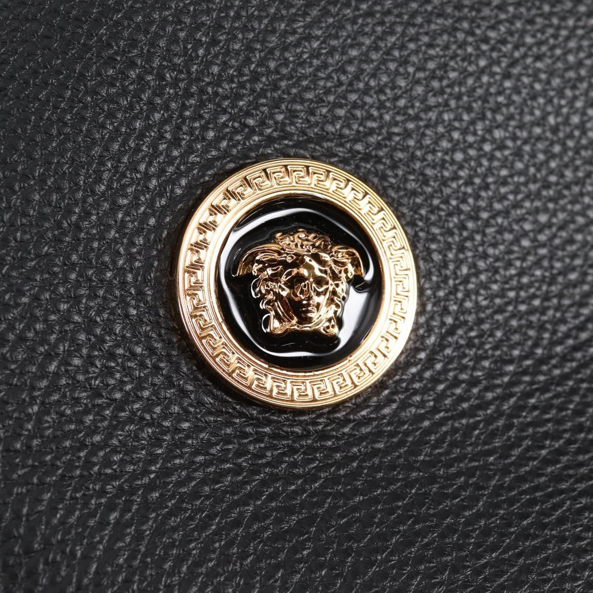 Versace Medusa Tote Leather Black Leather Tote Bag Bag (Pre-Owned)