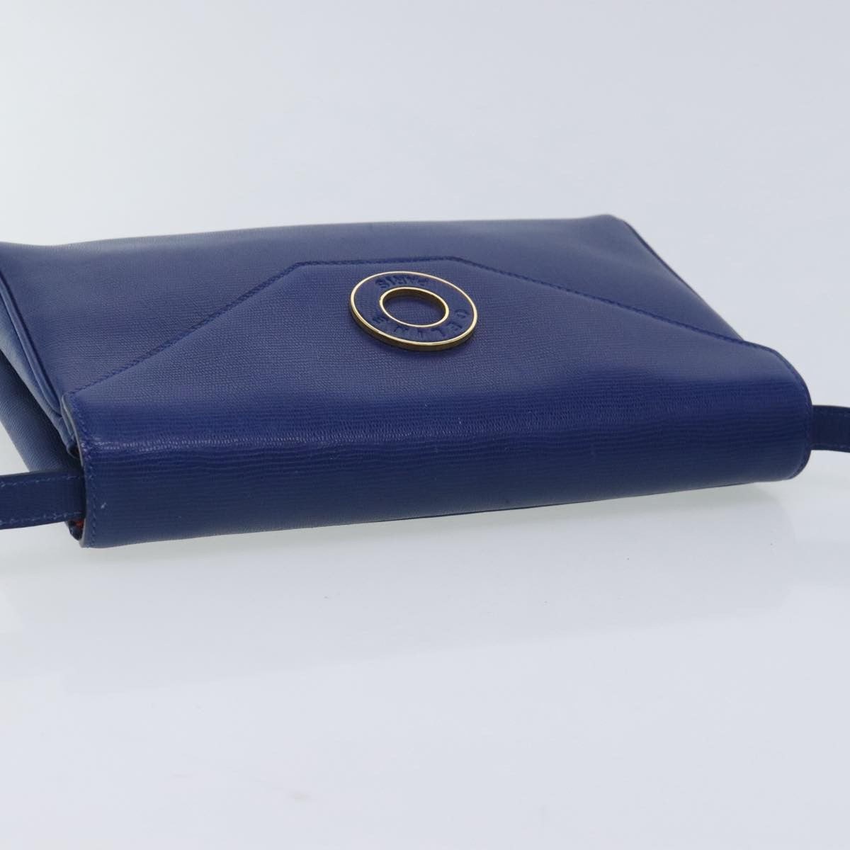 Celine Vintage Circle Logo Crossbody Bag Leather Blue Leather Shoulder Bag Bag (Pre-Owned)