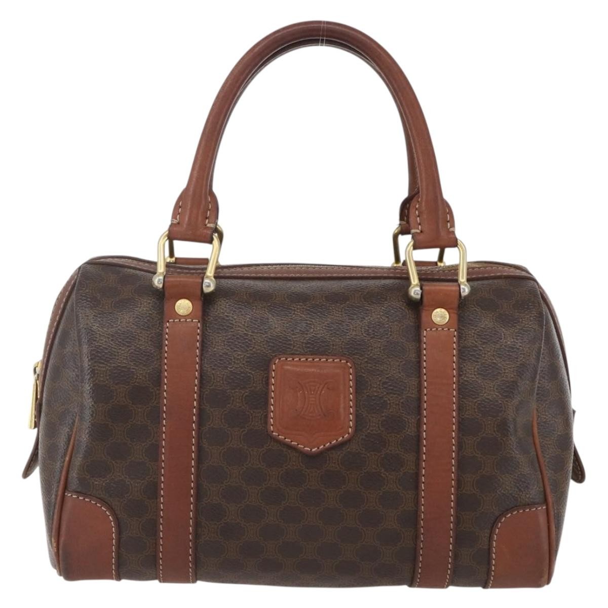 Celine Vintage Macadam Handbag Canvas And Leather Brown Canvas Shoulder Bag Bag (Pre-Owned)