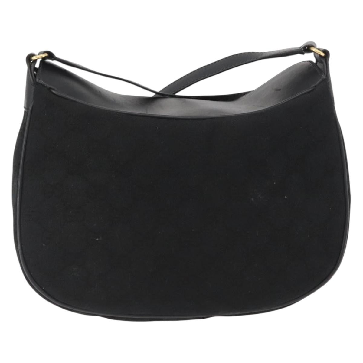 Gucci Sherry Line Shoulder Bag Canvas Black Canvas Shoulder Bag Bag (Pre-Owned)