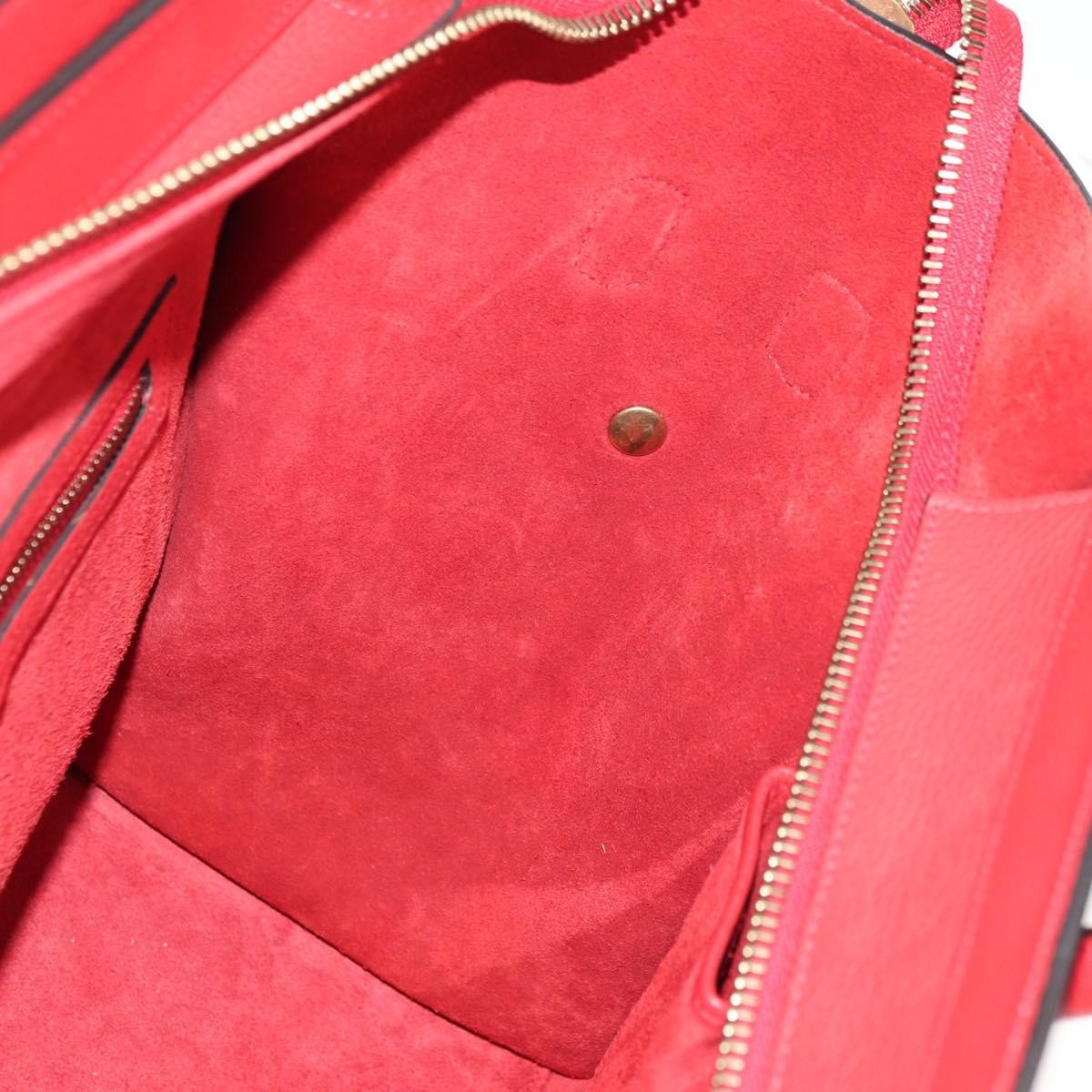 Celine Luggage Bag Grainy Leather Red Leather Handbag (Pre-Owned)