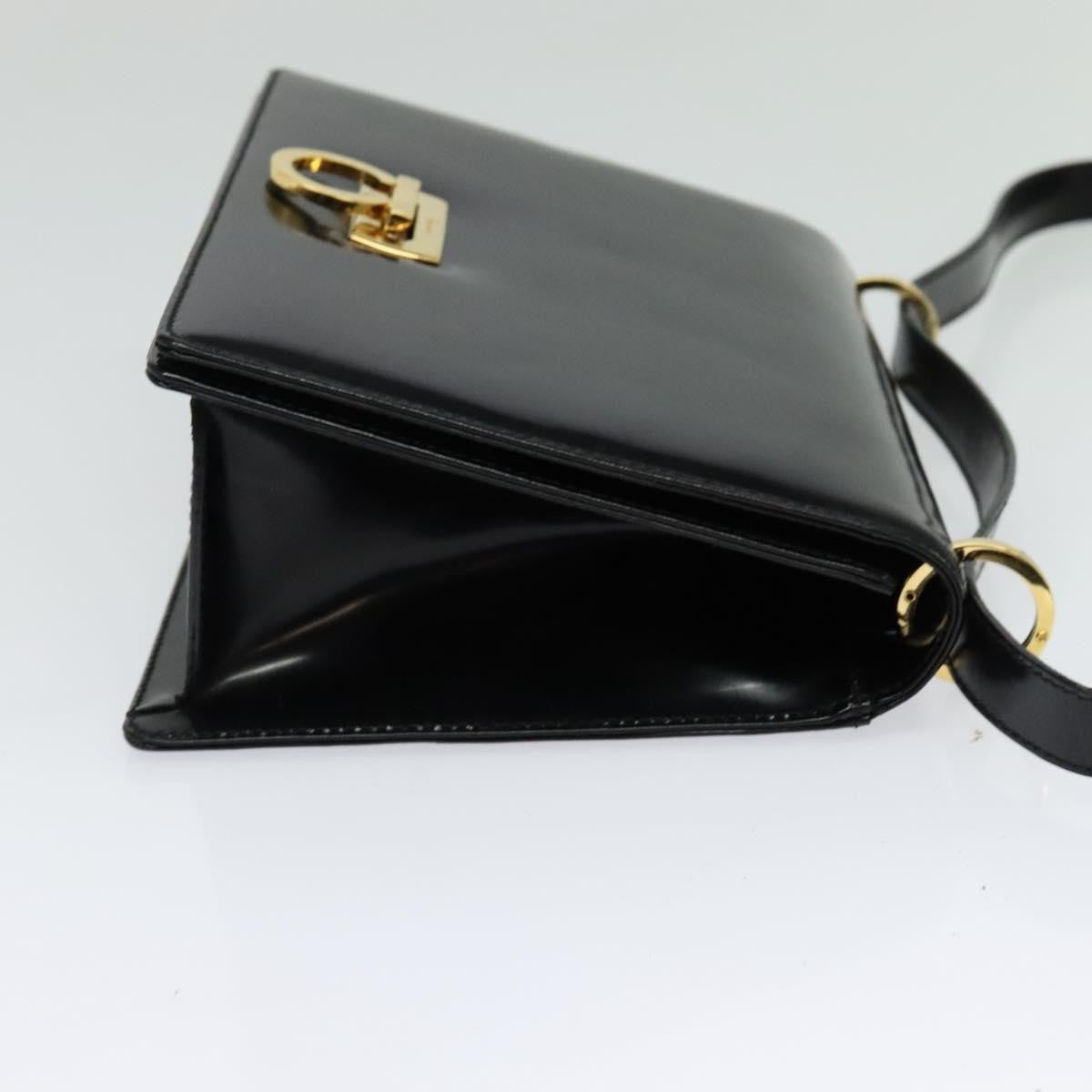 Salvatore Ferragamo Gancini Shoulder Bag Patent Leather Black Patent_Leather Shoulder Bag Bag (Pre-Owned)