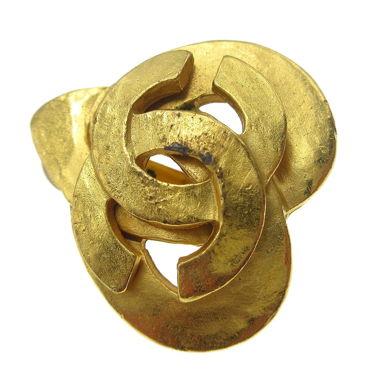 Chanel Cc Logo Heart Gold-Plated Gold Gold_Plated Earrings Jewelry (Pre-Owned)