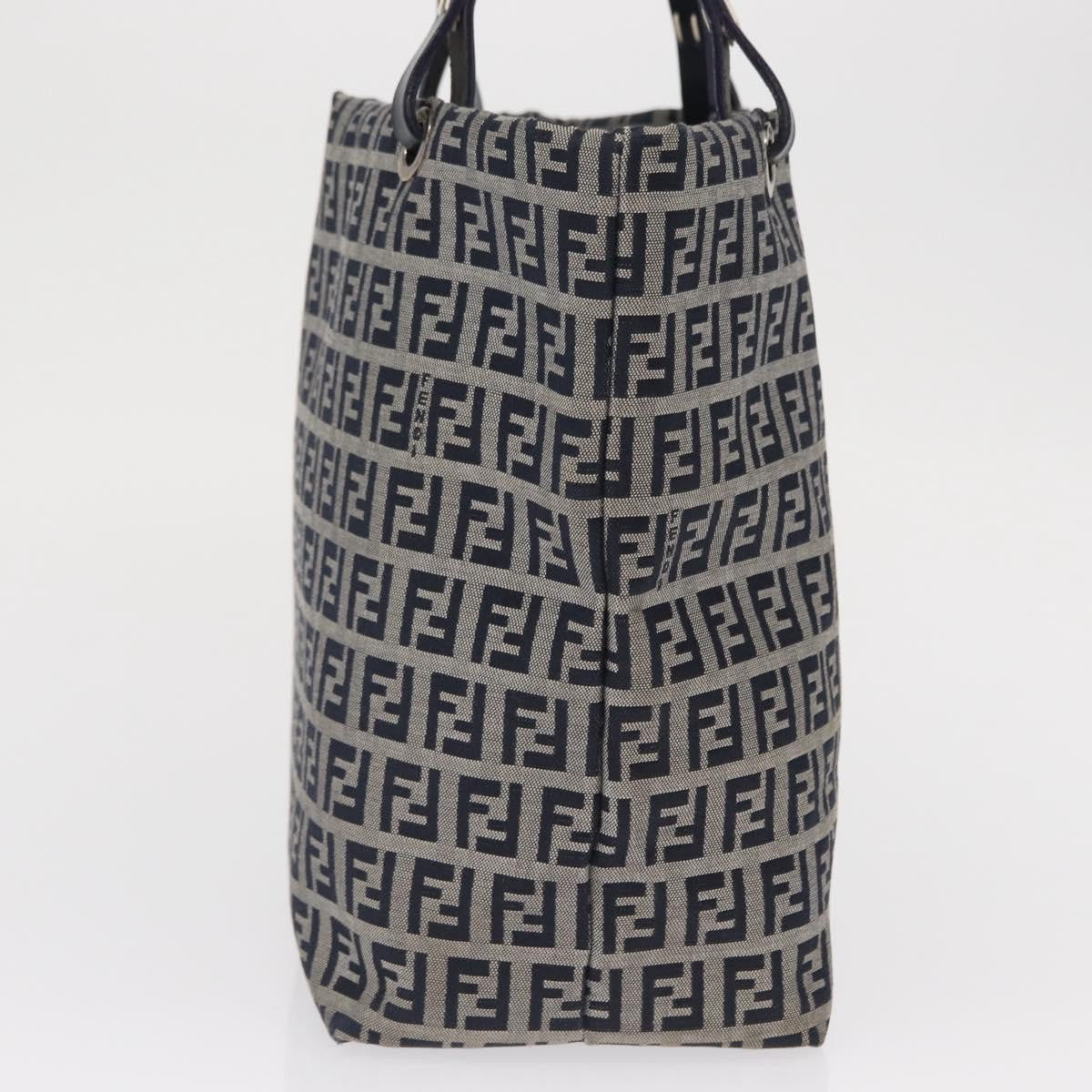 Fendi Shopping Tote Zucchino Canvas Navy Canvas Tote Bag Bag (Pre-Owned)