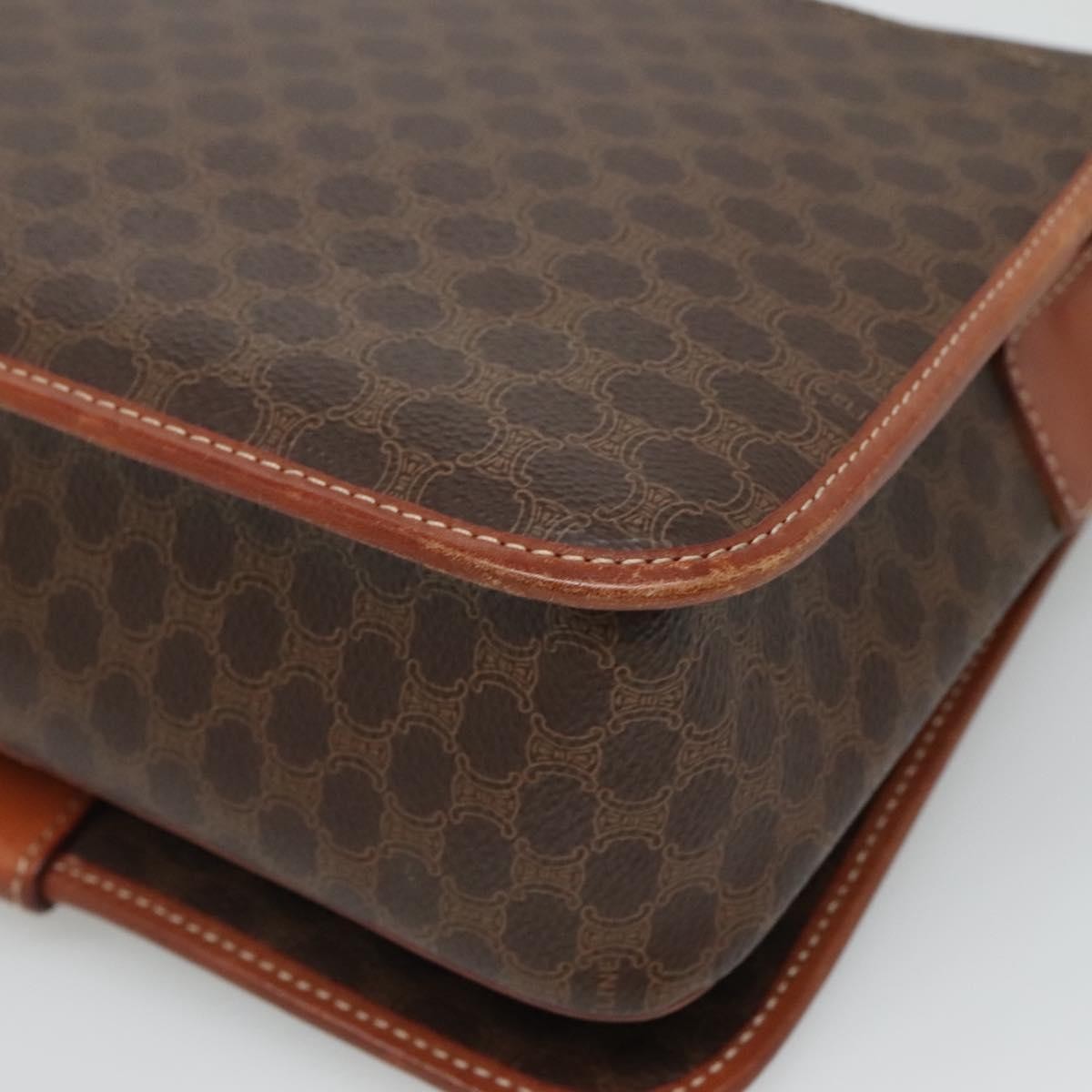 Celine Vintage Macadam Shoulder Bag Canvas And Leather Brown Canvas Shoulder Bag Bag (Pre-Owned)