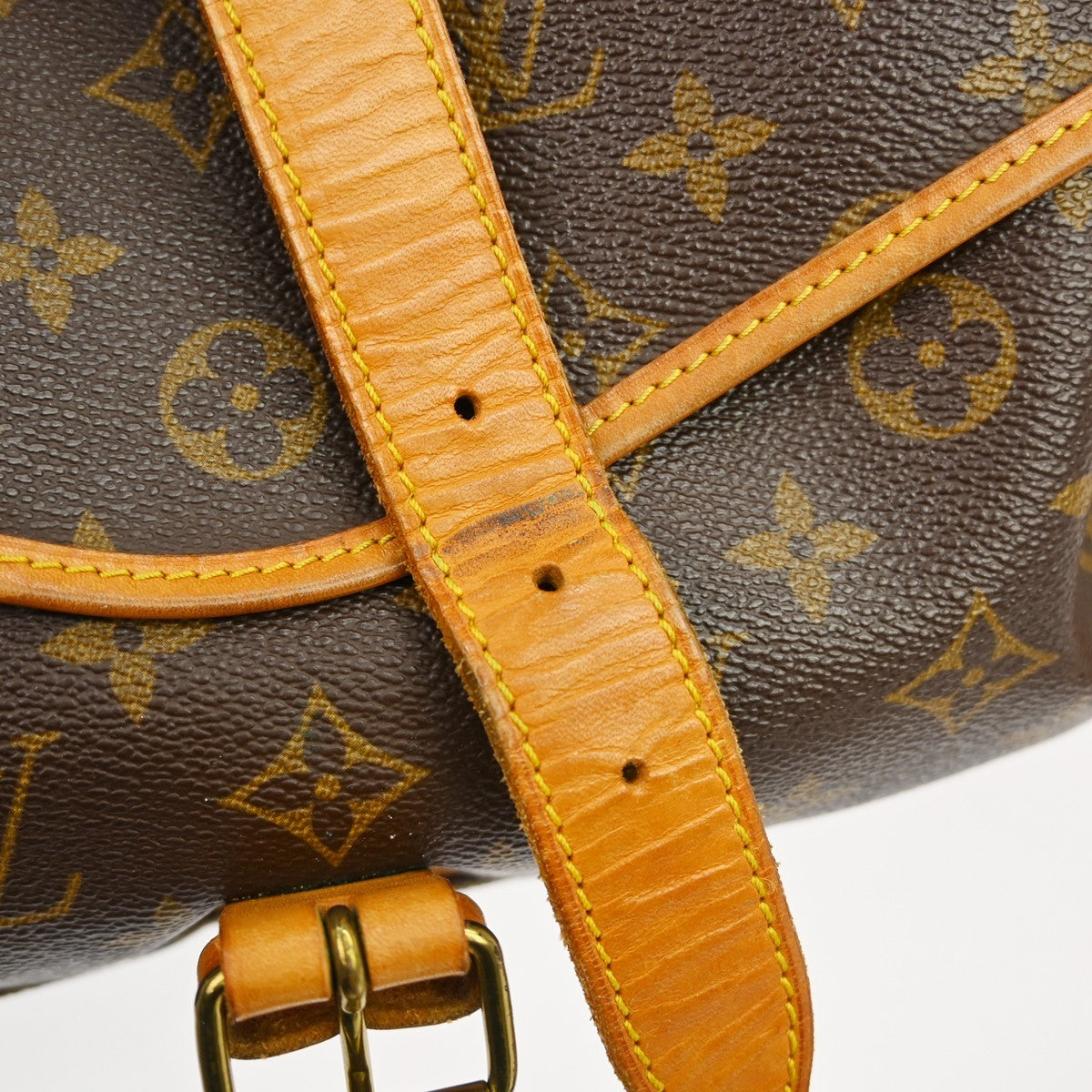 Louis Vuitton Saumur Handbag Monogram Canvas Brown Canvas Shoulder Bag Bag (Pre-Owned)