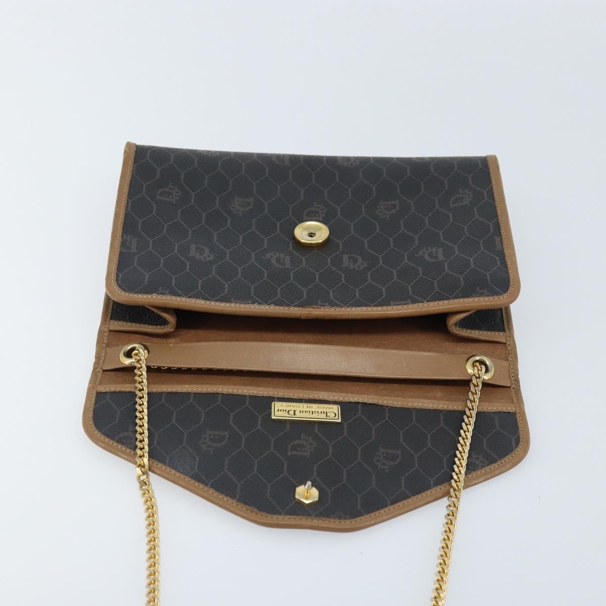 Christian Dior Vintage Honeycomb Chain Canvas Black Canvas Shoulder Bag Bag (Pre-Owned)