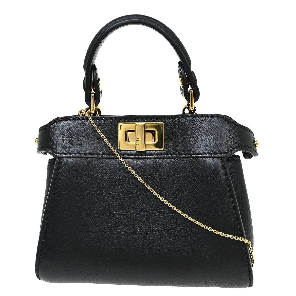 Fendi Peekaboo Bag Leather Black Leather Handbag (Pre-Owned)