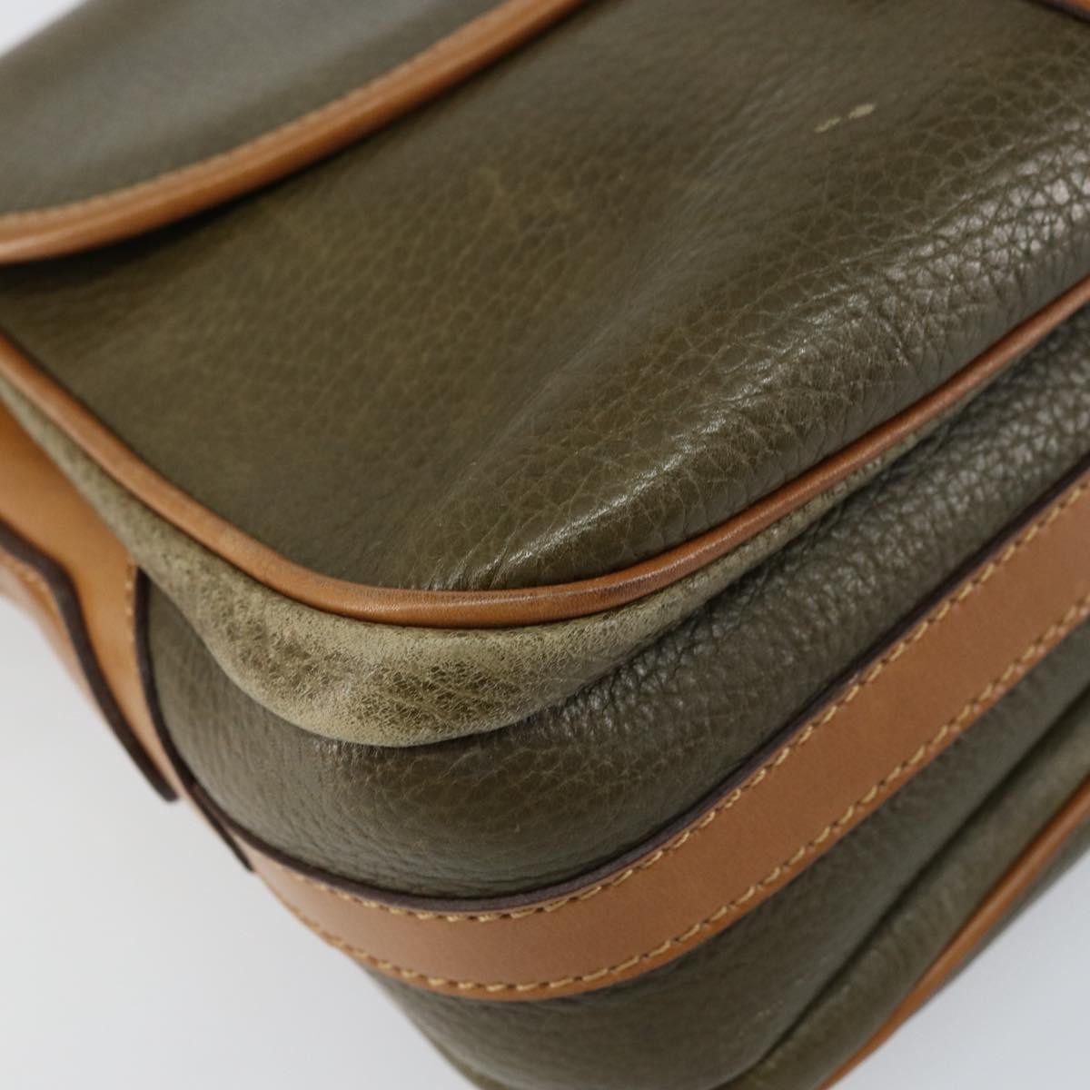 Celine Vintage Shoulder Bag Leather Khaki Leather Shoulder Bag Bag (Pre-Owned)