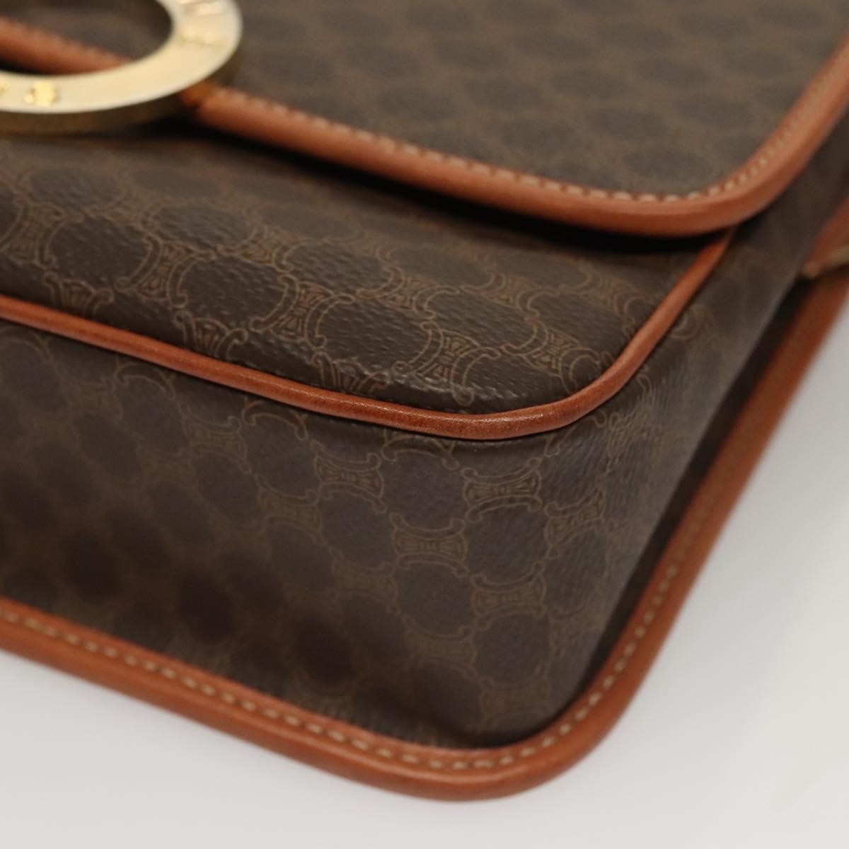 Celine Macadam Shoulder Bag Pvc Leather Brown Canvas Bag (Pre-Owned)