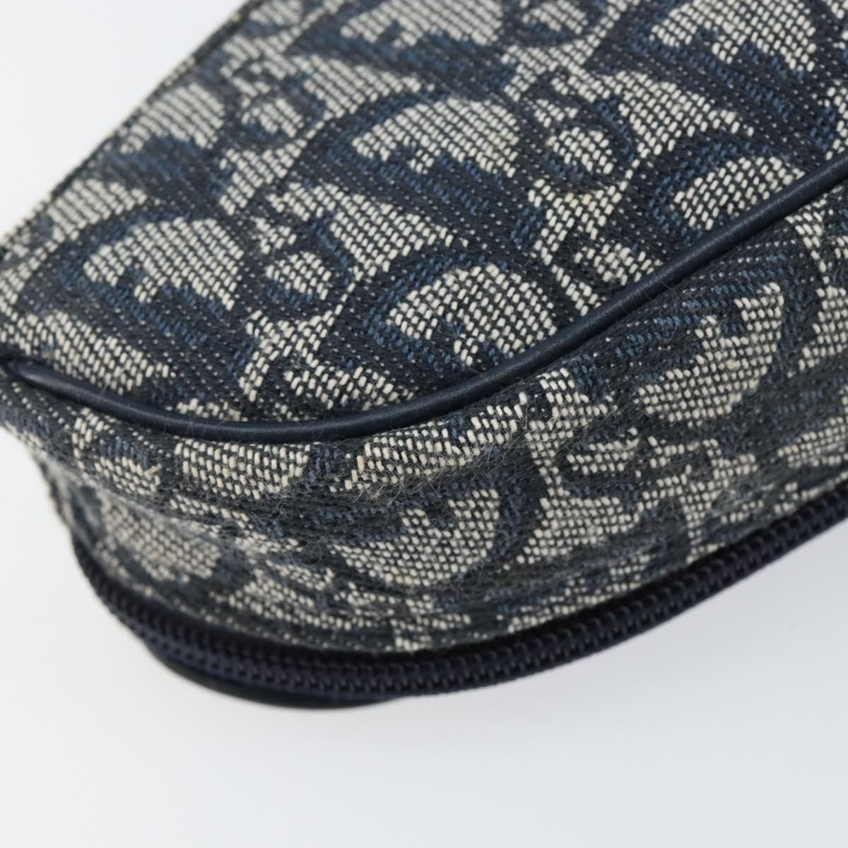 Christian Dior Vintage Saddle Coin Purse Diorissimo Canvas Navy Canvas Clutche & Pouche Bag (Pre-Owned)