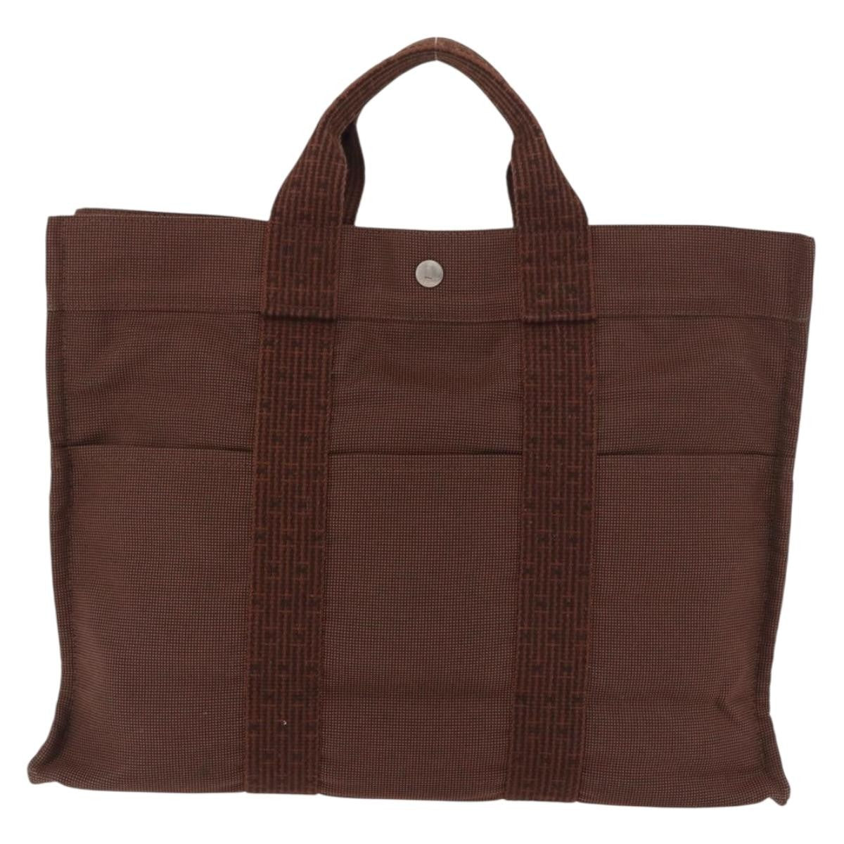 Hermes Fourre Tout Tote Canvas Brown Canvas Tote Bag Bag (Pre-Owned)