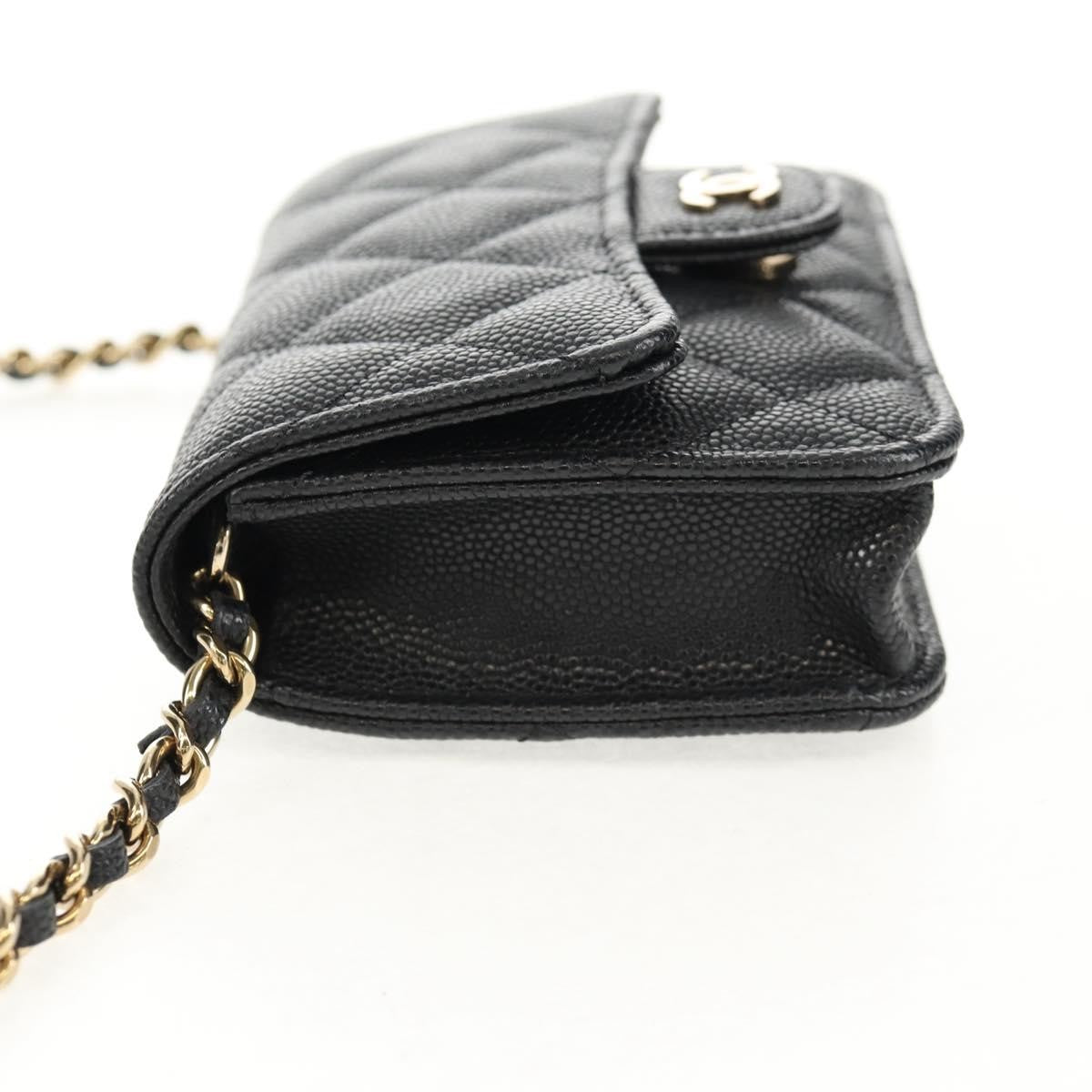 Chanel Classic Flap Clutch With Chain Quilted Caviar Black Leather Clutche & Pouche Bag (Pre-Owned)