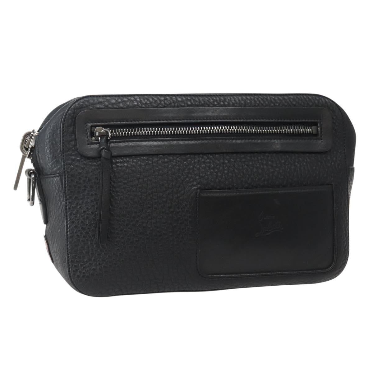 Christian Louboutin Loubiclutch Leather Black Leather Clutche & Pouche Bag (Pre-Owned)