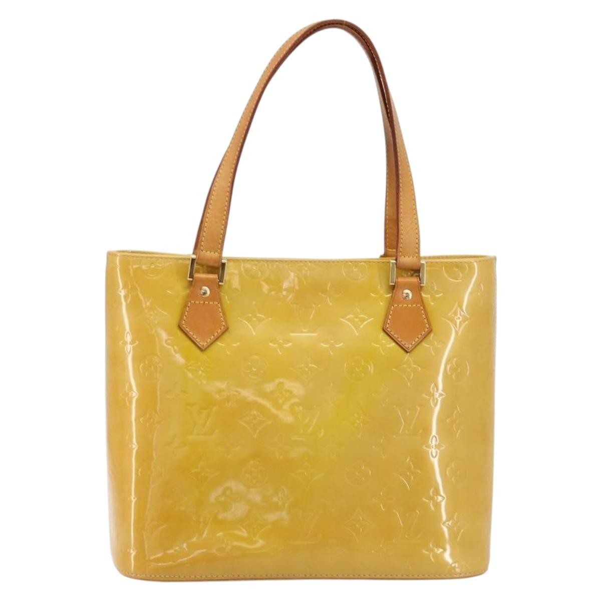 Louis Vuitton Houston Handbag Monogram Vernis Beige Patent_Leather Handbag (Pre-Owned)