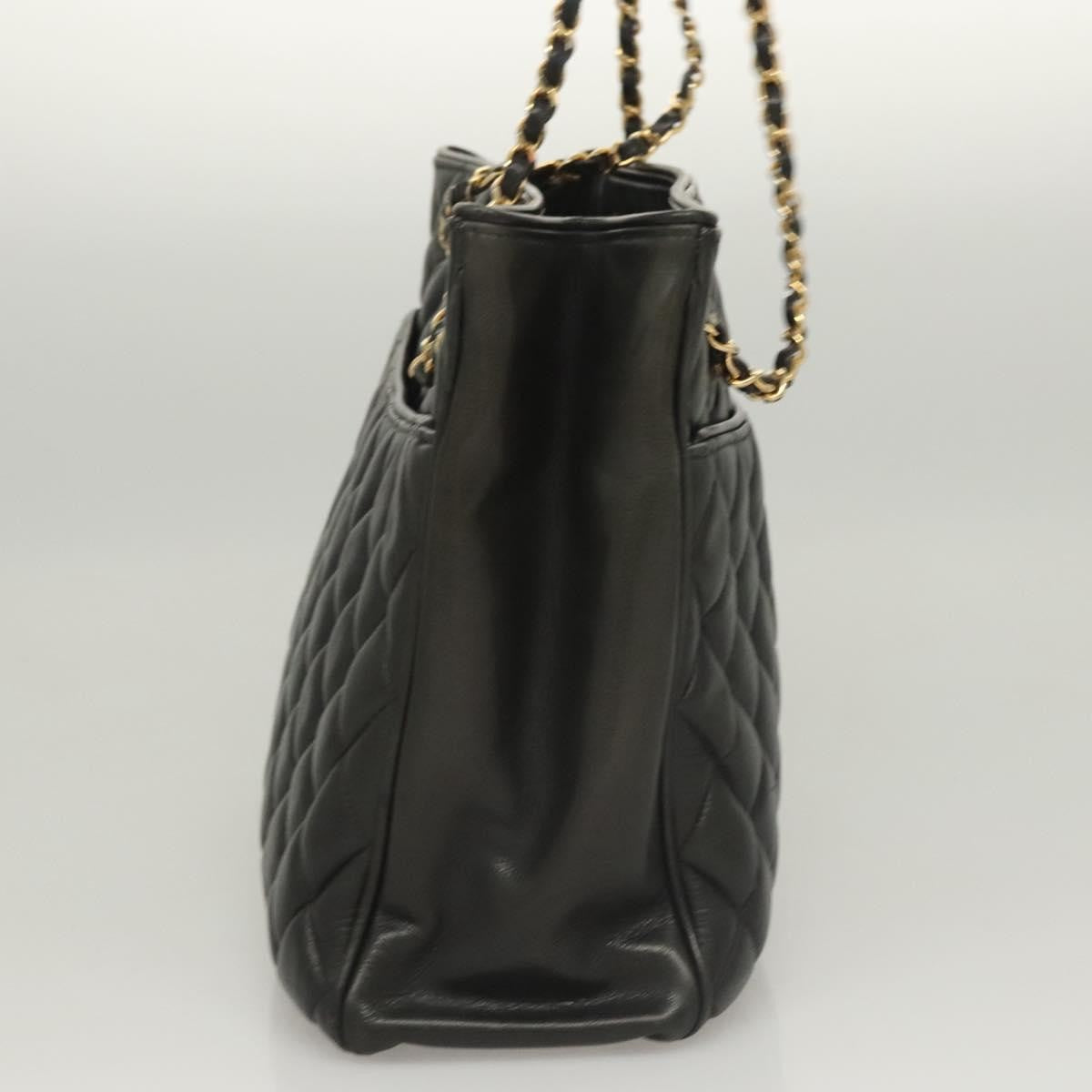Chanel Chain Shoulder Bag Leather Black Leather Shoulder Bag Bag (Pre-Owned)