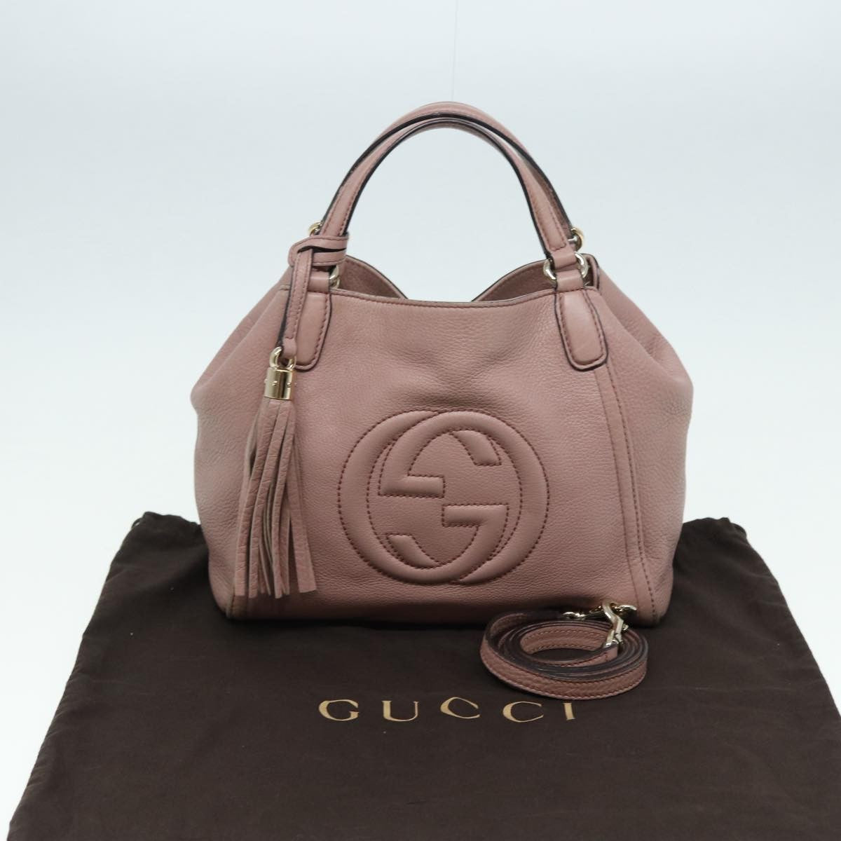 Gucci Soho Convertible Shoulder Bag Leather Pink Leather Tote Bag Bag (Pre-Owned)
