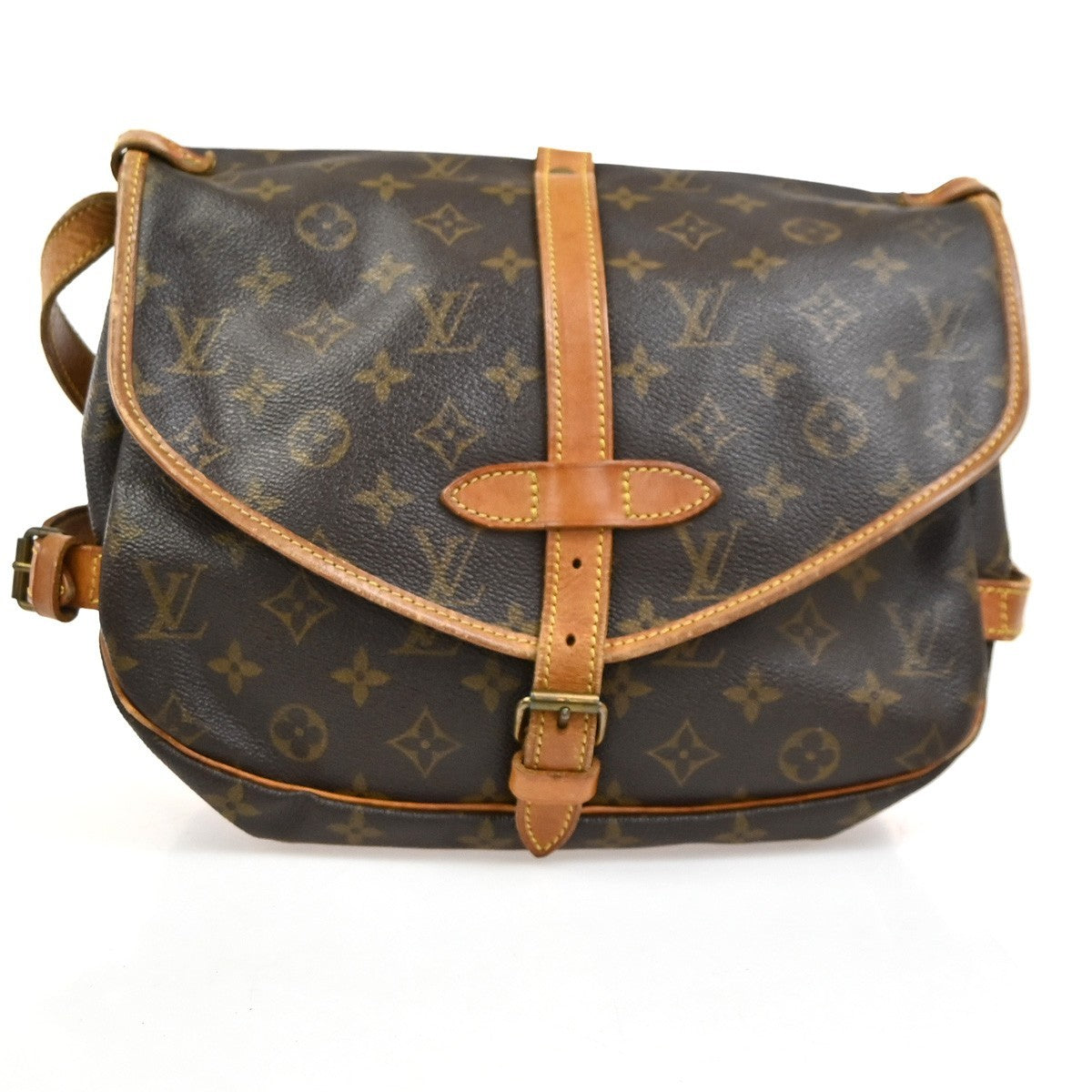 Louis Vuitton Saumur Handbag Monogram Canvas Brown Canvas Shoulder Bag Bag (Pre-Owned)