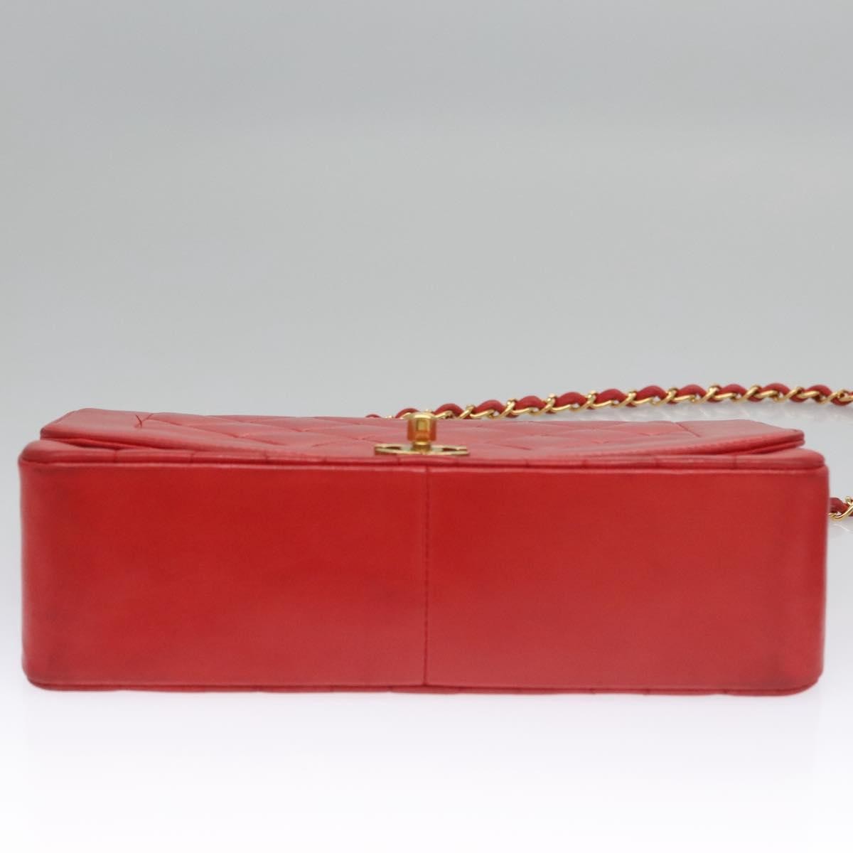 Chanel Vintage Diana Flap Bag Quilted Lambskin Red Leather Crossbody Bag Bag (Pre-Owned)