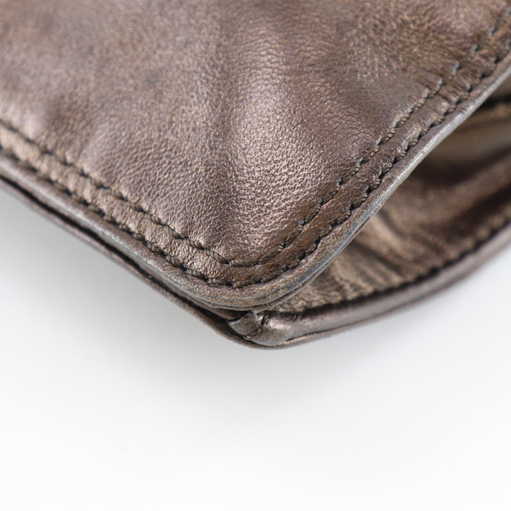 Chanel Vintage Shoulder Bag Leather Brown Leather Shoulder Bag Bag (Pre-Owned)