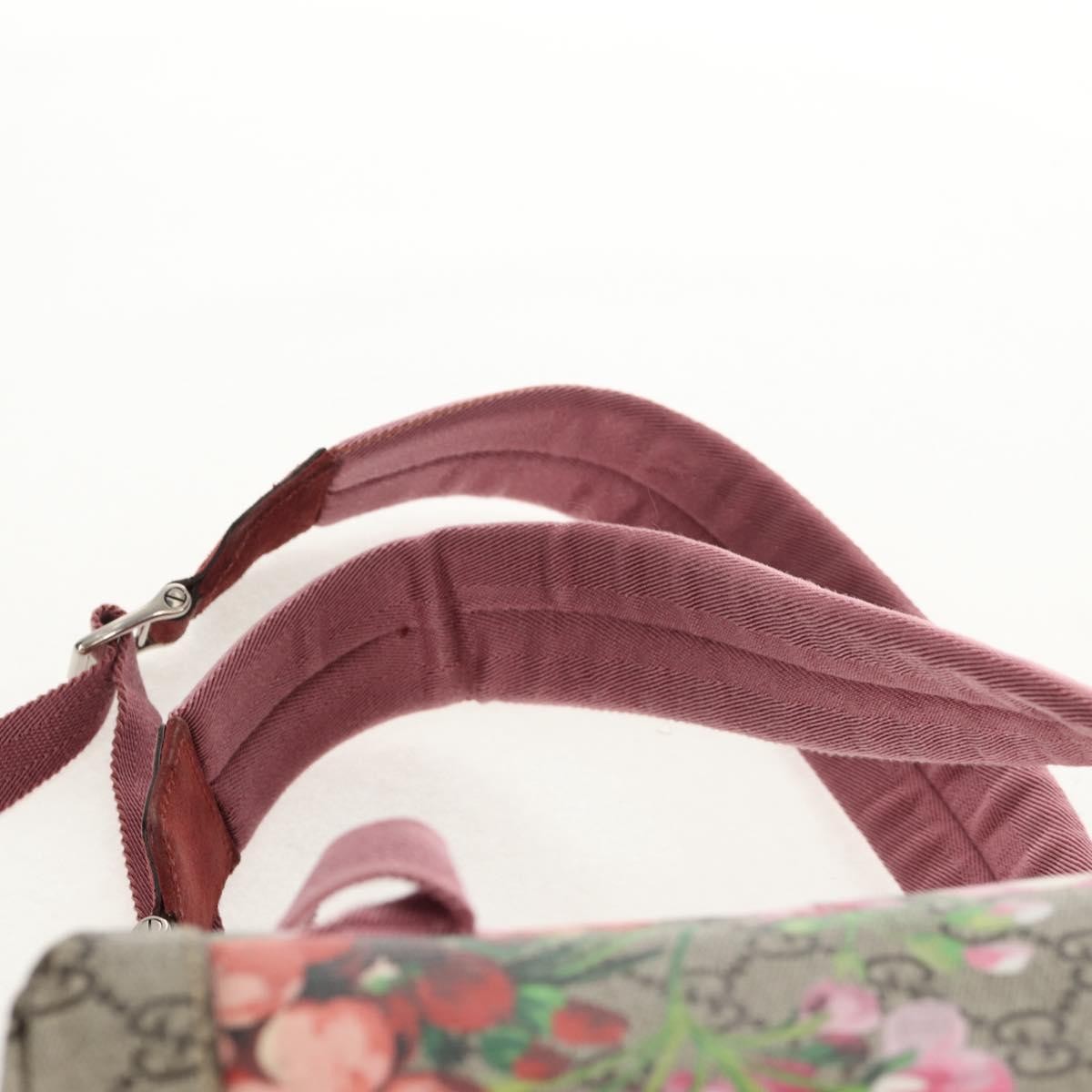 Gucci Buckle Backpack Blooms Print Gg Coated Canvas Beige Canvas Backpack Bag (Pre-Owned)