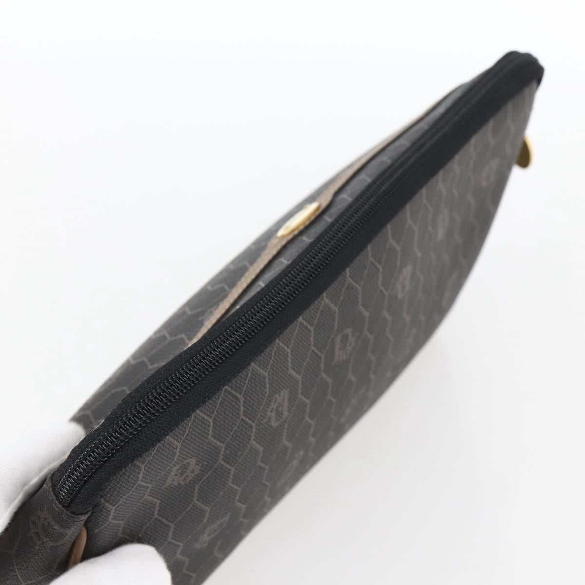 Christian Dior Vintage Honeycomb Zip Pouch Canvas And Leather Black Pvc Clutche & Pouche Bag (Pre-Owned)