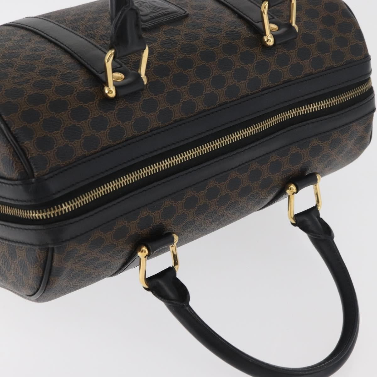 Celine Vintage Duffle Bag Macadam Coated Canvas Black Canvas Handbag (Pre-Owned)