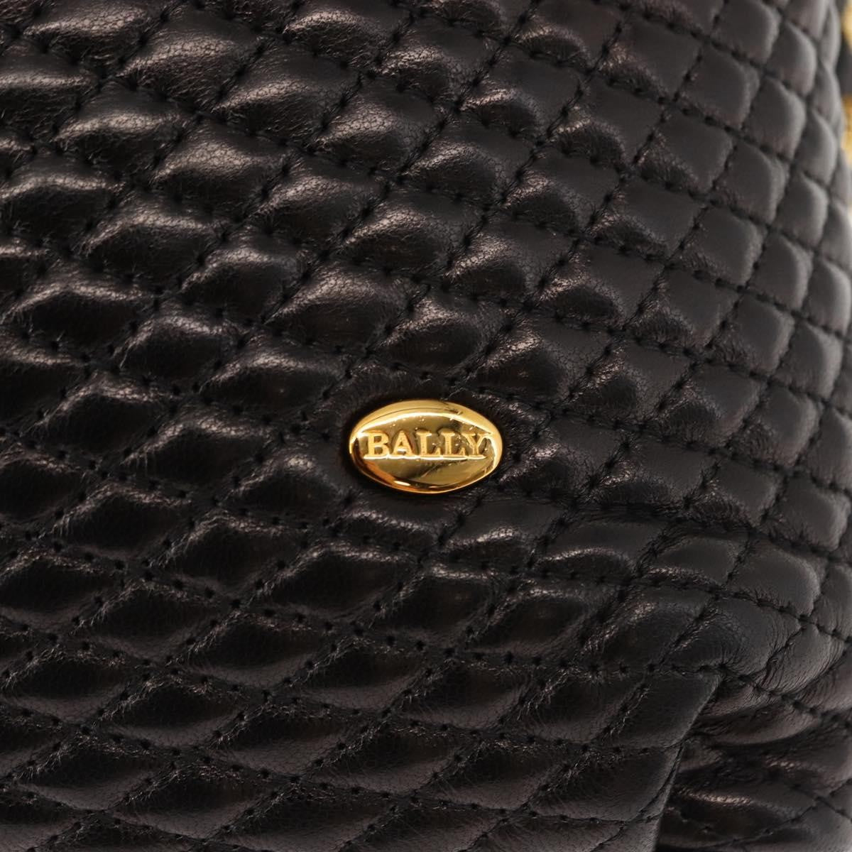 Bally Vintage Chain Shoulder Bag Quilted Leather Black Leather Shoulder Bag Bag (Pre-Owned)