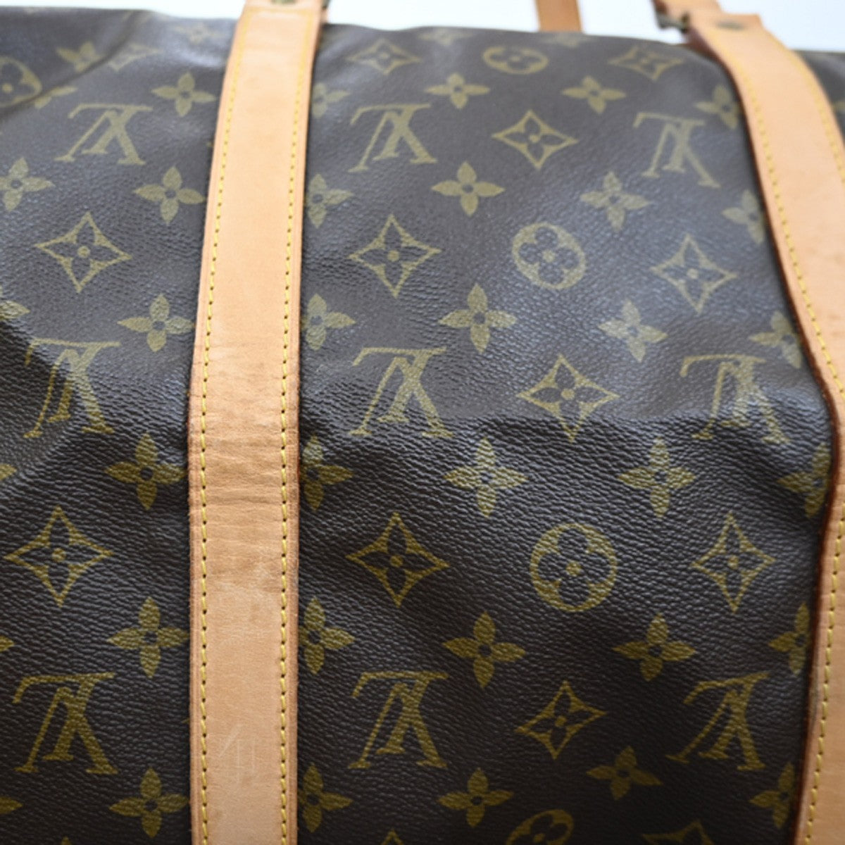 Louis Vuitton Sac Souple Handbag Monogram Canvas Brown Leather Travel Bag Bag (Pre-Owned)
