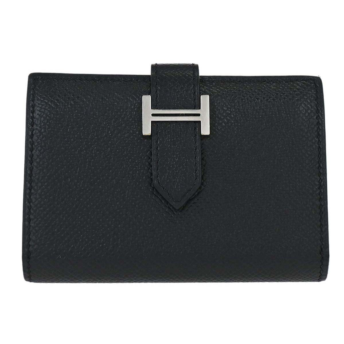Hermes Bearn Wallet Epsom Black Leather Wallets Accessory (Pre-Owned)