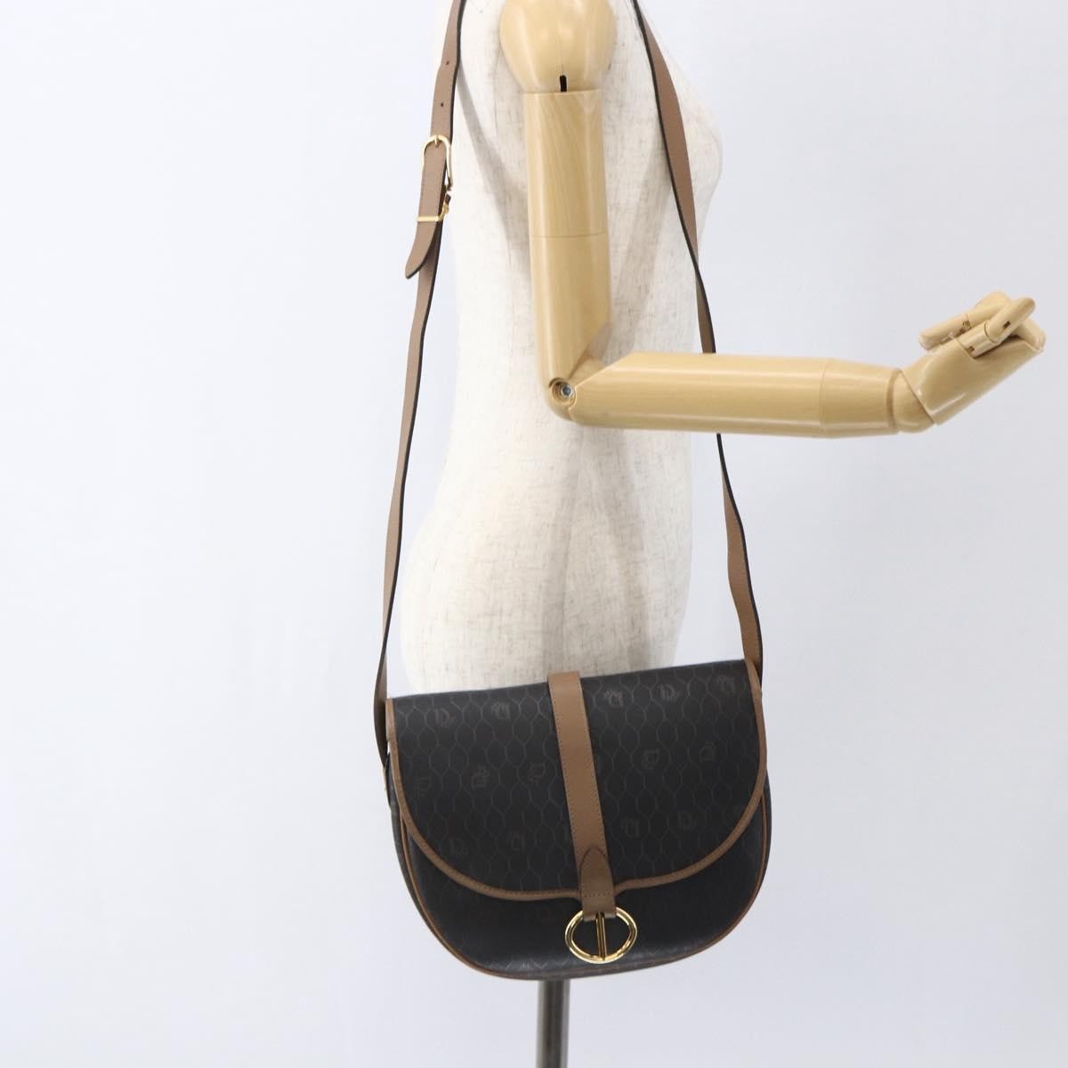 Christian Dior Vintage Honeycomb Shoulder Bag Canvas And Leather Black Canvas Shoulder Bag Bag (Pre-Owned)