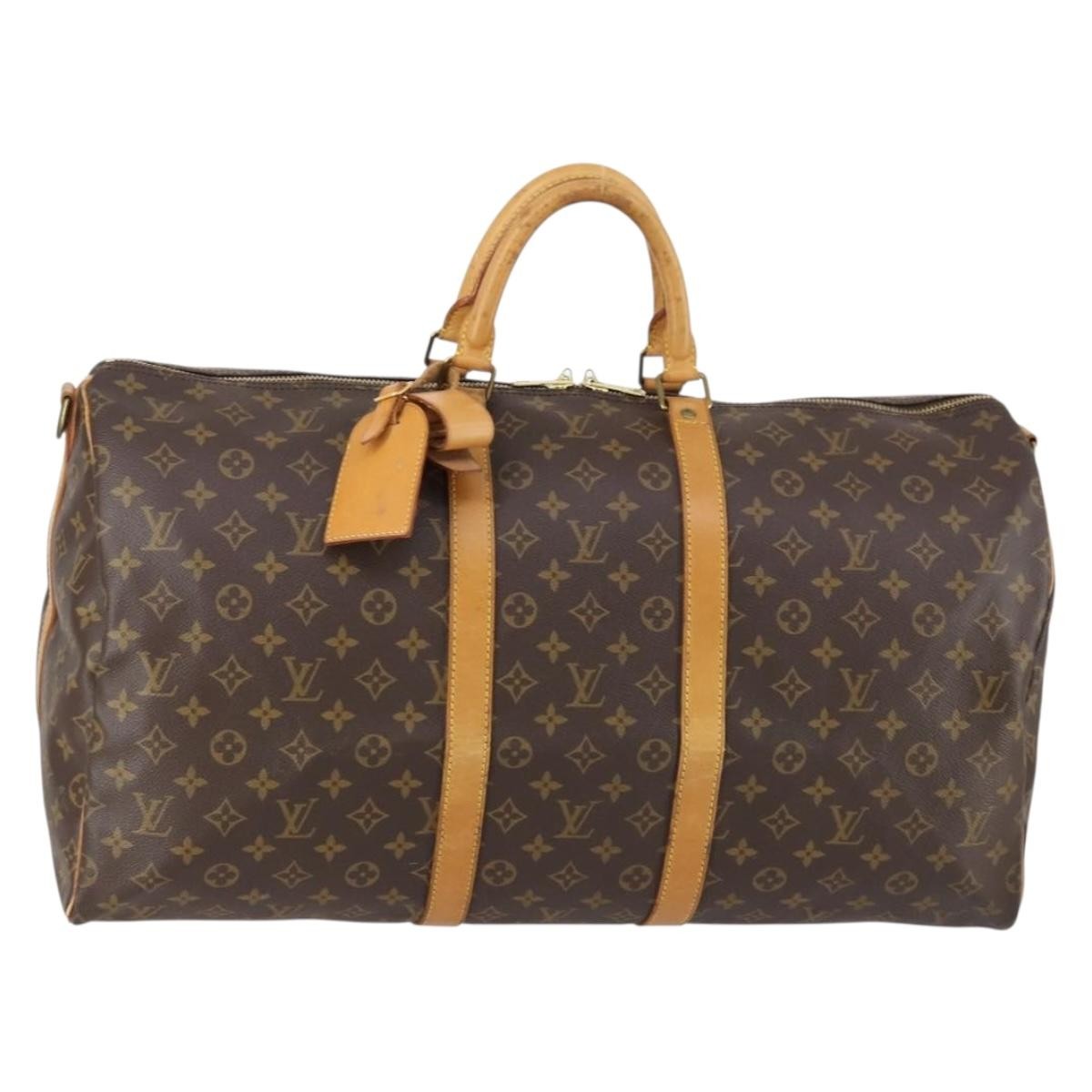 Louis Vuitton Keepall Bandouliere Bag Monogram Canvas Brown Canvas Travel Bag Bag (Pre-Owned)