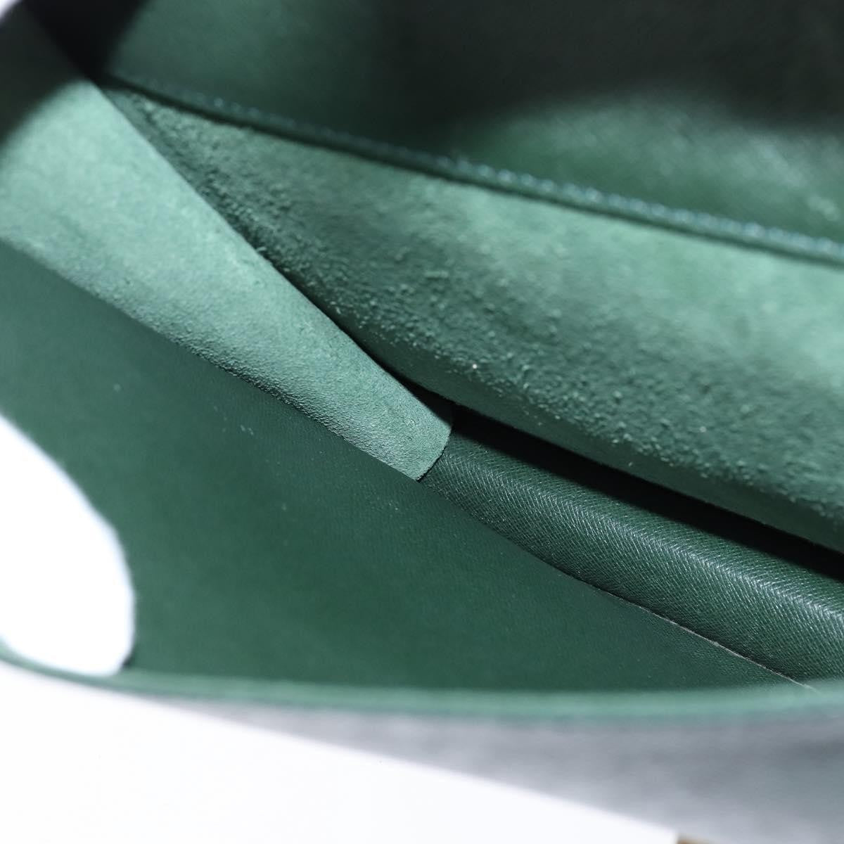 Louis Vuitton Serviette Kourad Briefcase Taiga Leather Green Leather Briefcase Bag (Pre-Owned)