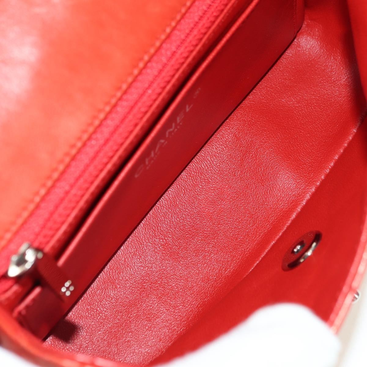 Chanel Flap Shoulder Bag Leather Red Leather Handbag (Pre-Owned)