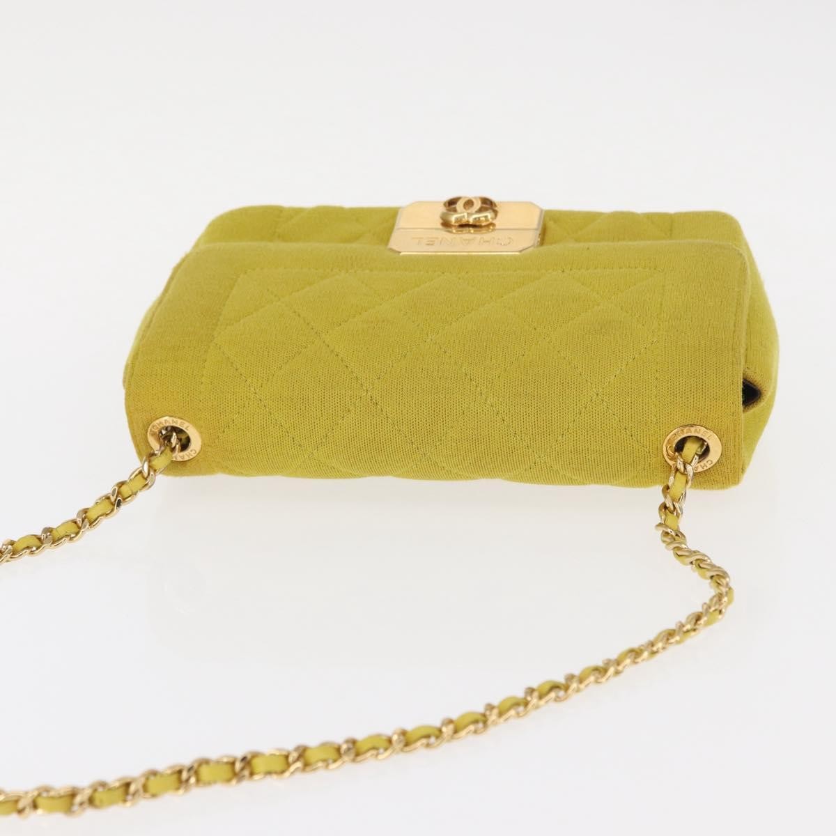 Chanel Chic With Me Flap Bag Quilted Jersey Yellow Cotton Shoulder Bag Bag (Pre-Owned)