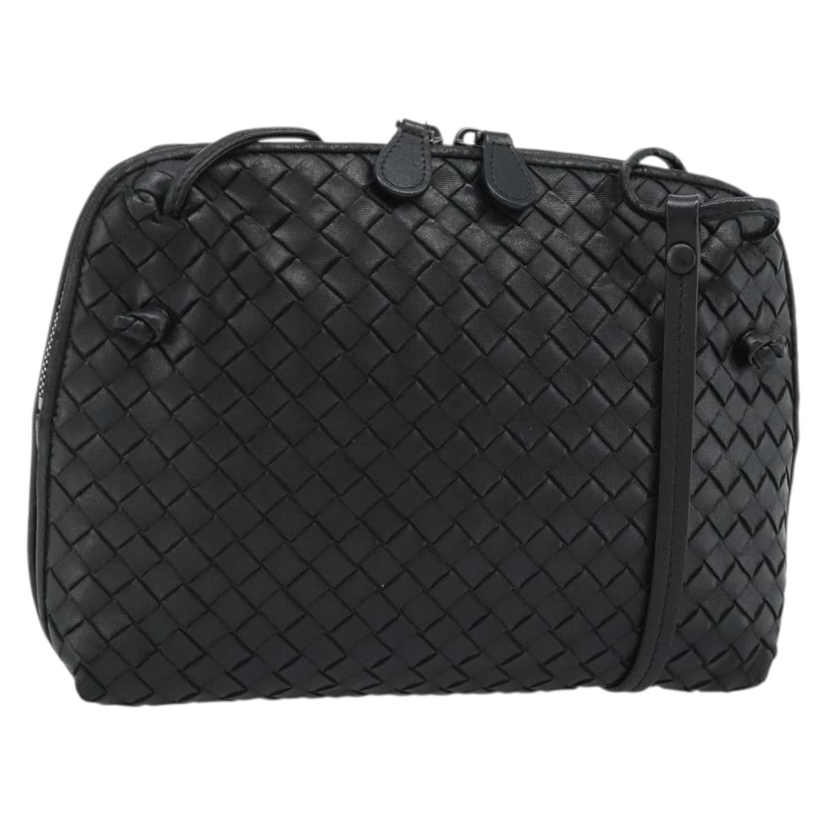 Bottega Veneta Nodini Crossbody Bag Intrecciato Nappa Black Leather Shoulder Bag Bag (Pre-Owned)