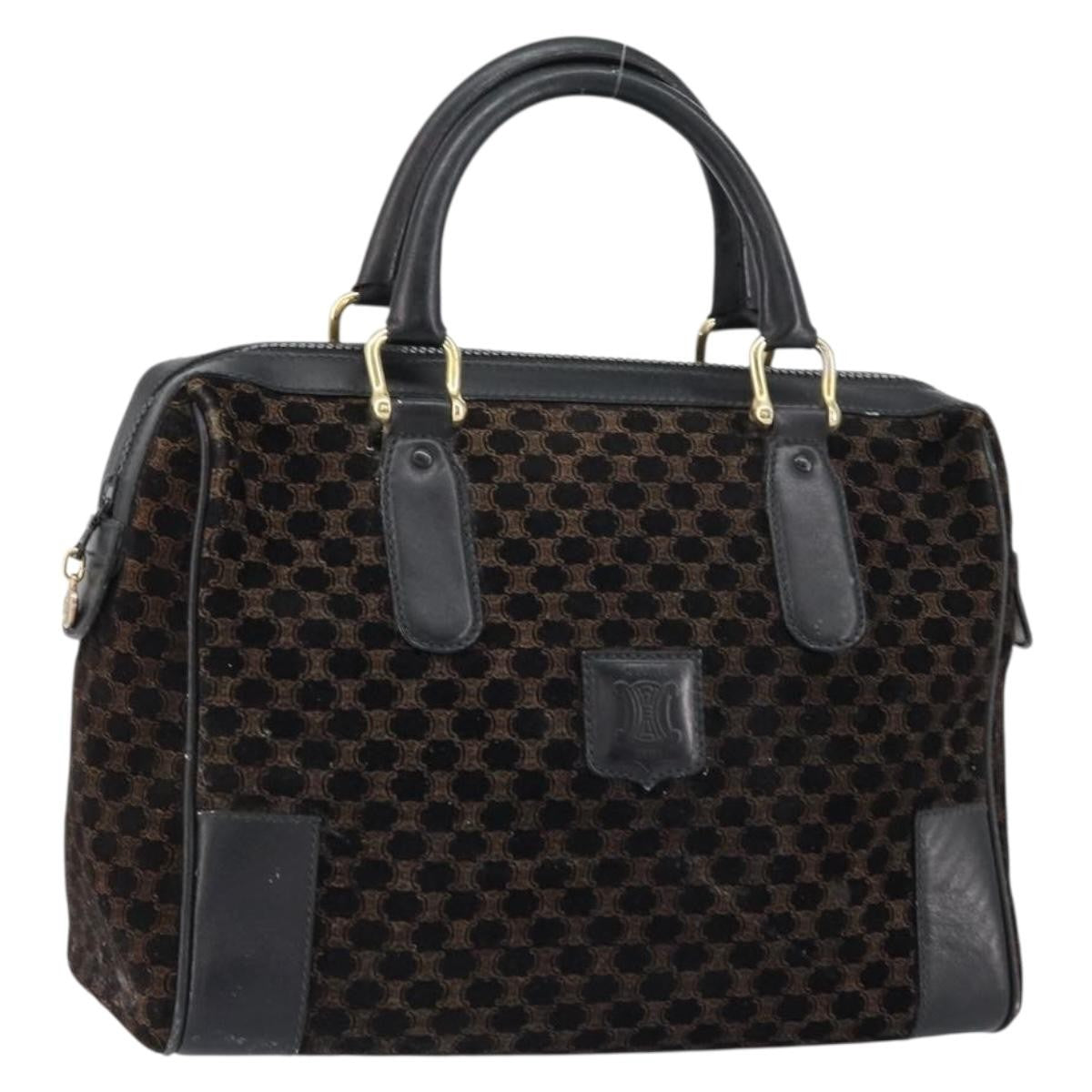 Celine Vintage Macadam Handbag C Macadam Suede Black Suede Handbag (Pre-Owned)