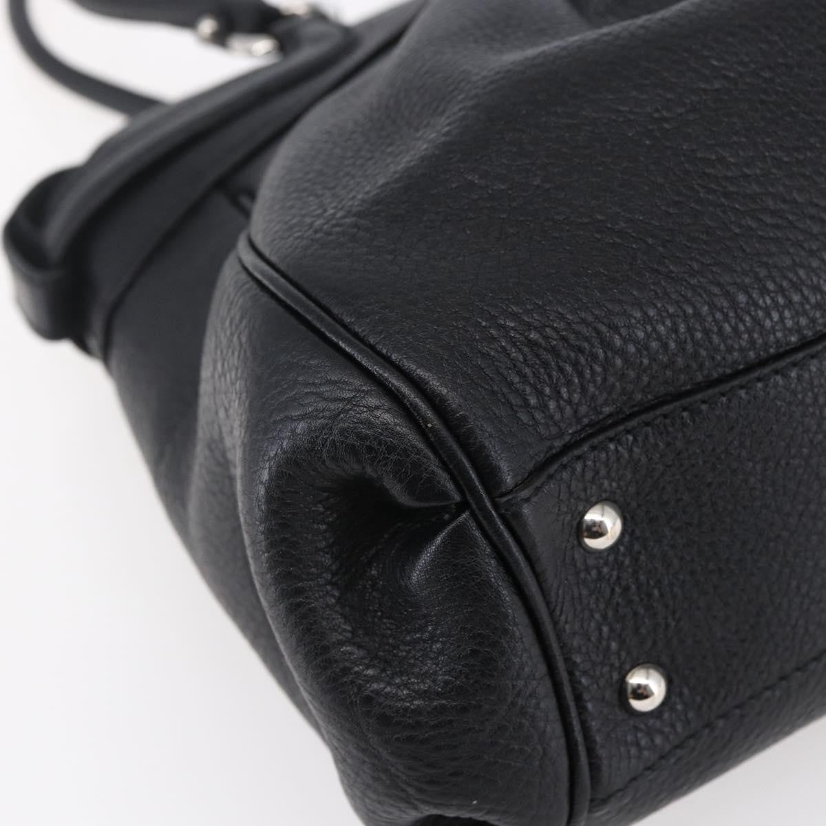 Salvatore Ferragamo Gancini Tote Leather Black Leather Tote Bag Bag (Pre-Owned)