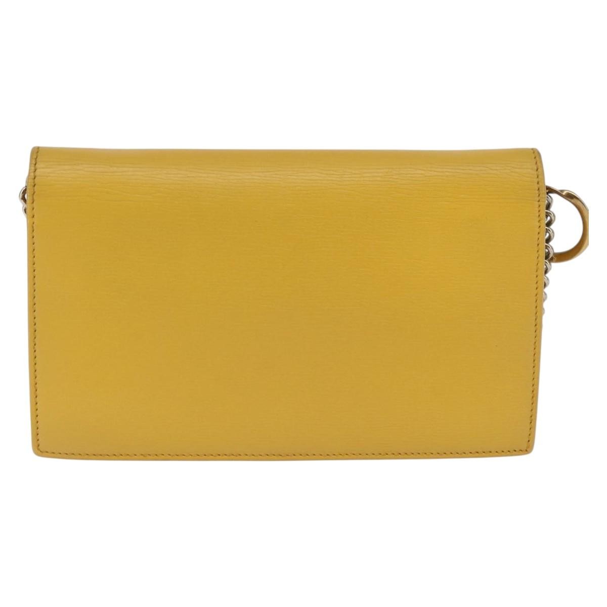 Gucci Betty Chain Wallet Leather Yellow Leather Clutche & Pouche Bag (Pre-Owned)