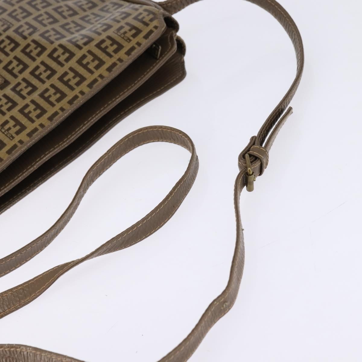 Fendi Vintage Zip Crossbody Bag Zucchino Canvas Beige Canvas Shoulder Bag Bag (Pre-Owned)