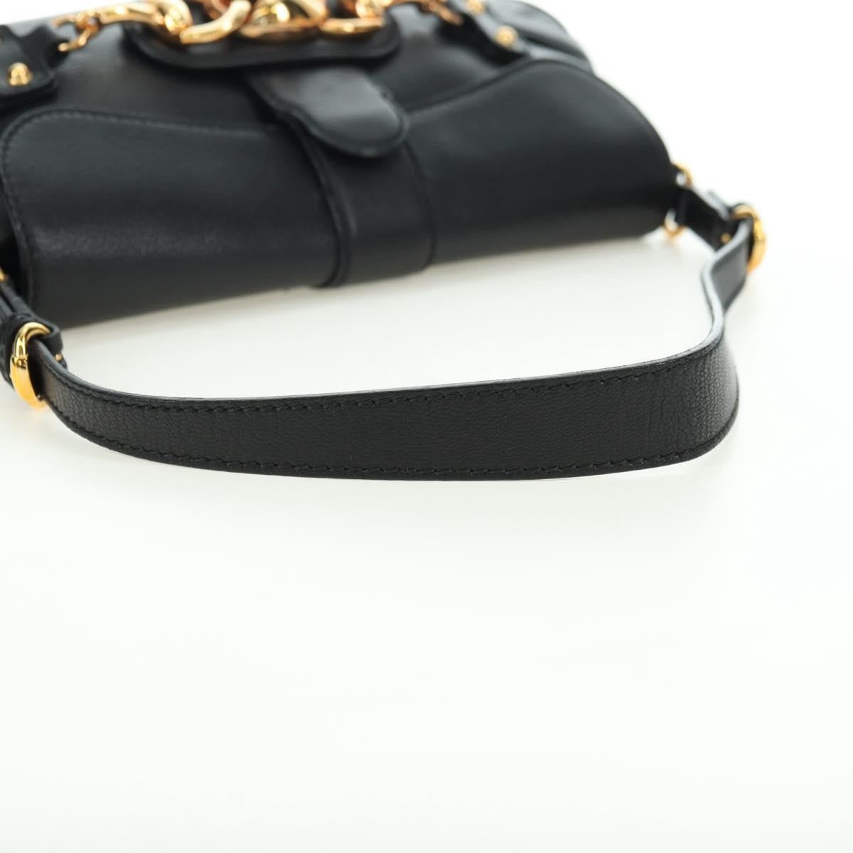 Gucci Horsebit Shoulder Bag Gg Canvas And Leather Black Leather Shoulder Bag Bag (Pre-Owned)